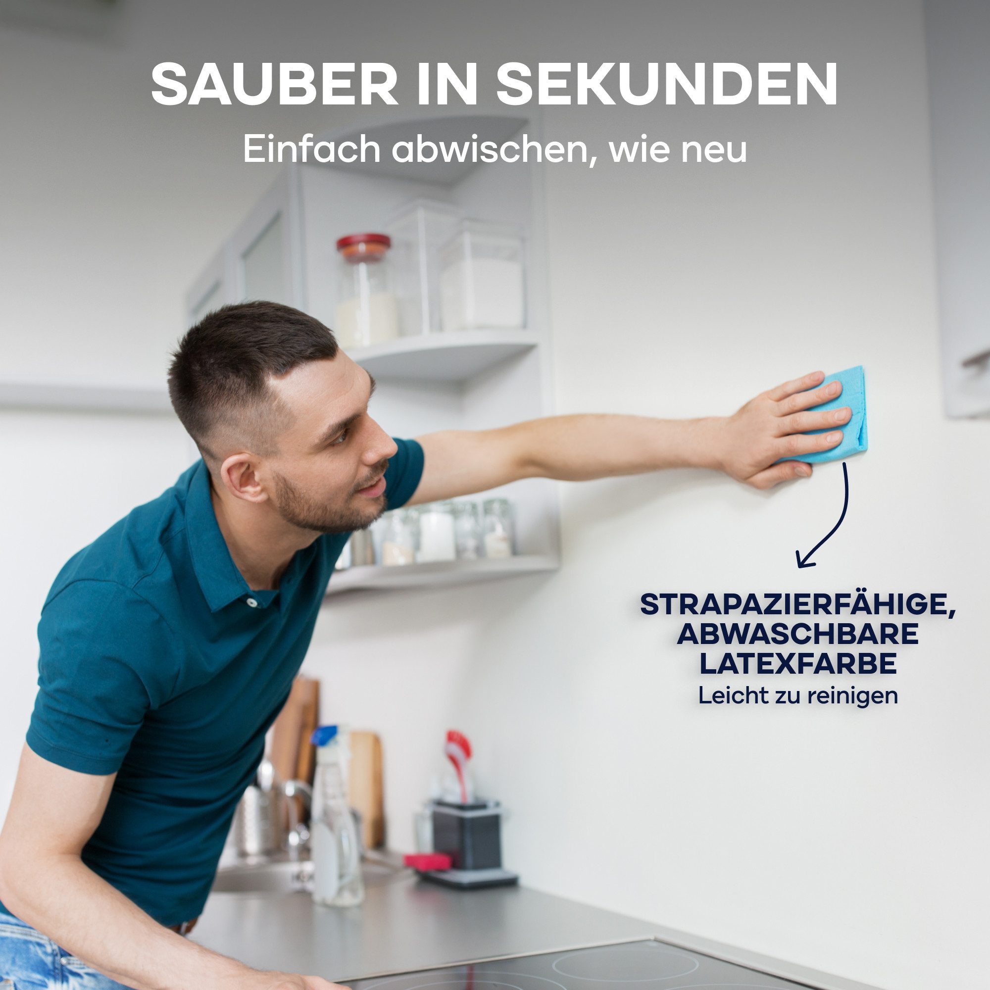 plid Latexfarbe Latexfarbe abwaschbare Wandfarbe Küchenfarbe Innenfarbe Badfarbe, Schnelltrocknend, spritzarm, verarbeitungsfertig