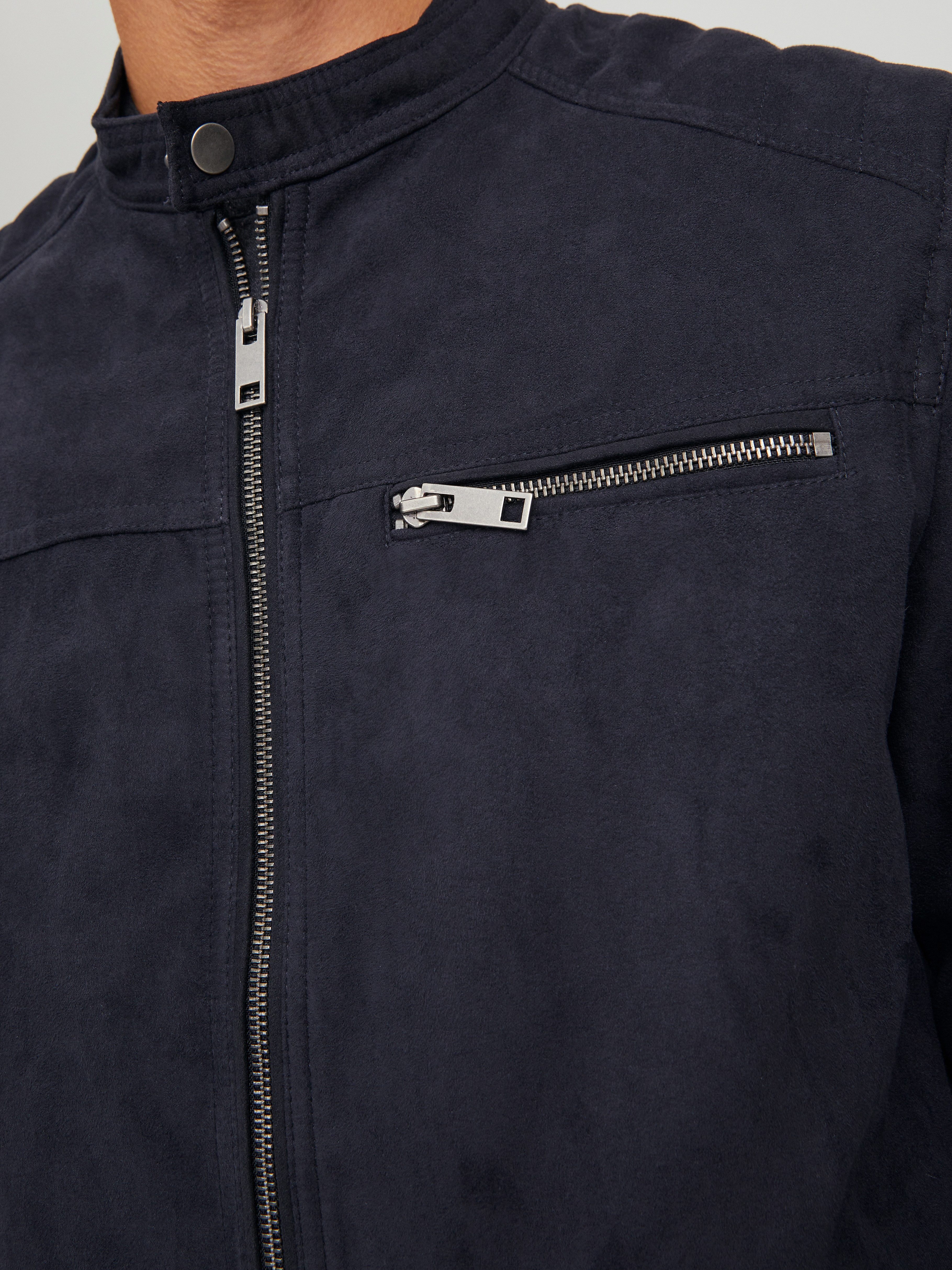 Jack & Jones Lederimitatjacke JJEROCKY in Kunstlederoptik mit Reißverschlusstaschen unifarben, modisch, regular fit, Lederimitat