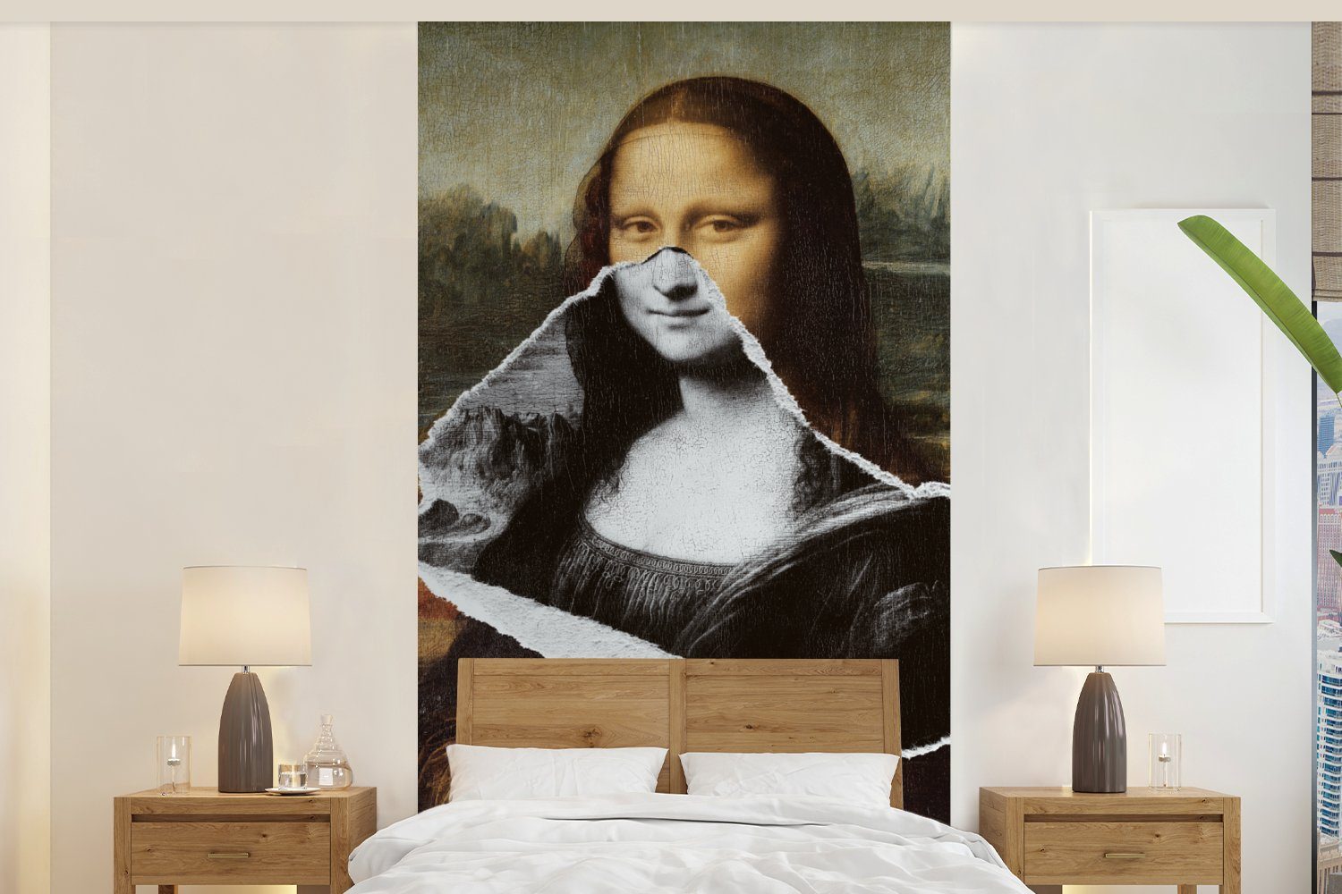 MuchoWow Fototapete Mona Lisa - Da Vinci - Kunst, Matt, bedruckt, (2 St), Vliestapete für Wohnzimmer Schlafzimmer Küche, Fototapete