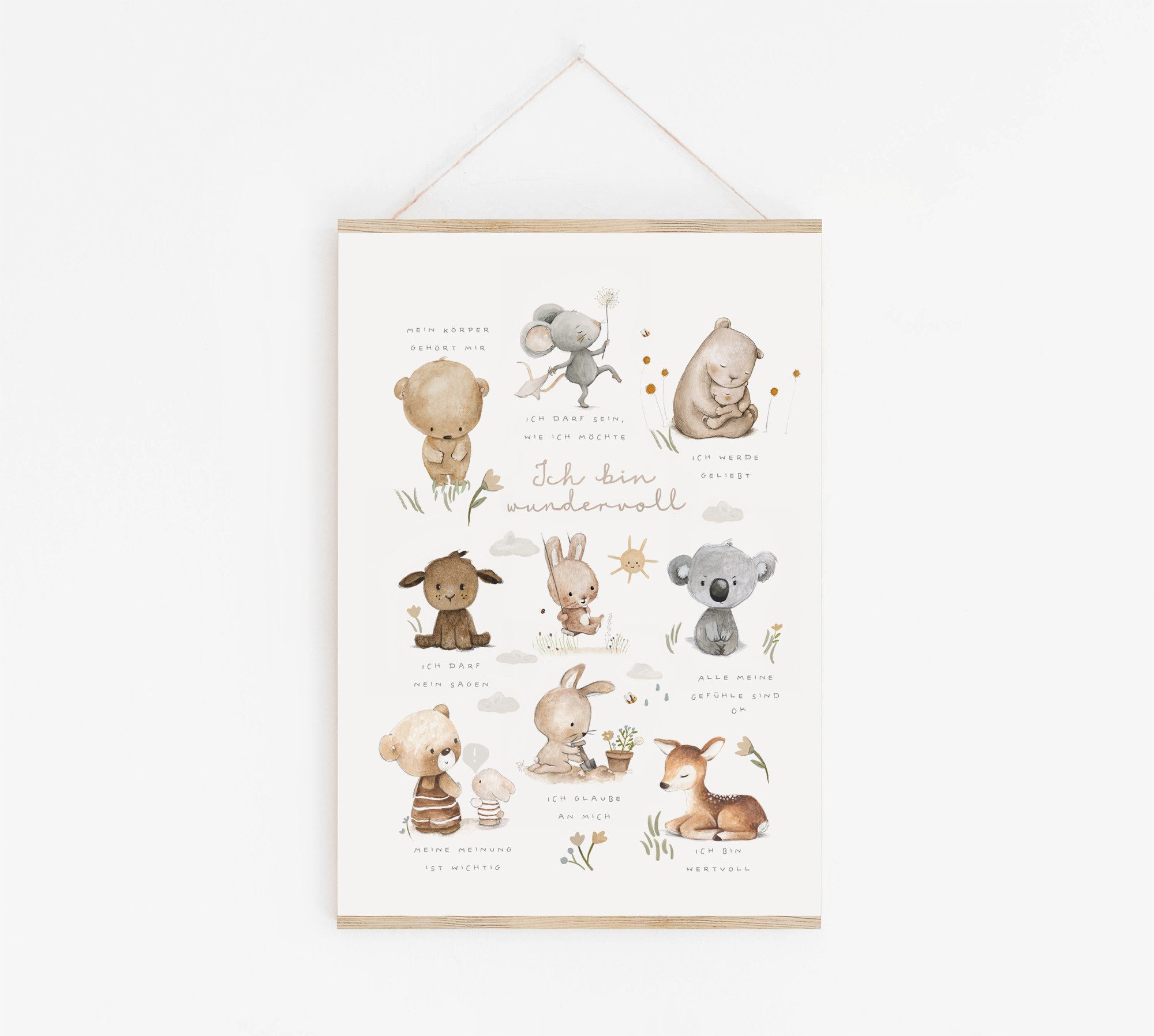 Pipapier Poster Kinderposter "Affirmationsposter", Kinderzimmerposter, erhältlich in DIN A4, DIN A3 oder DIN A2