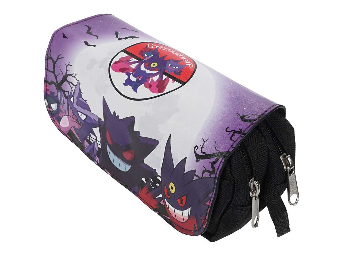 Gengar Leder PU lila Abdeckung, Pokemon Federtasche GalaxyCat Federmäppchen Große mit Federmäppchen Federtasche,