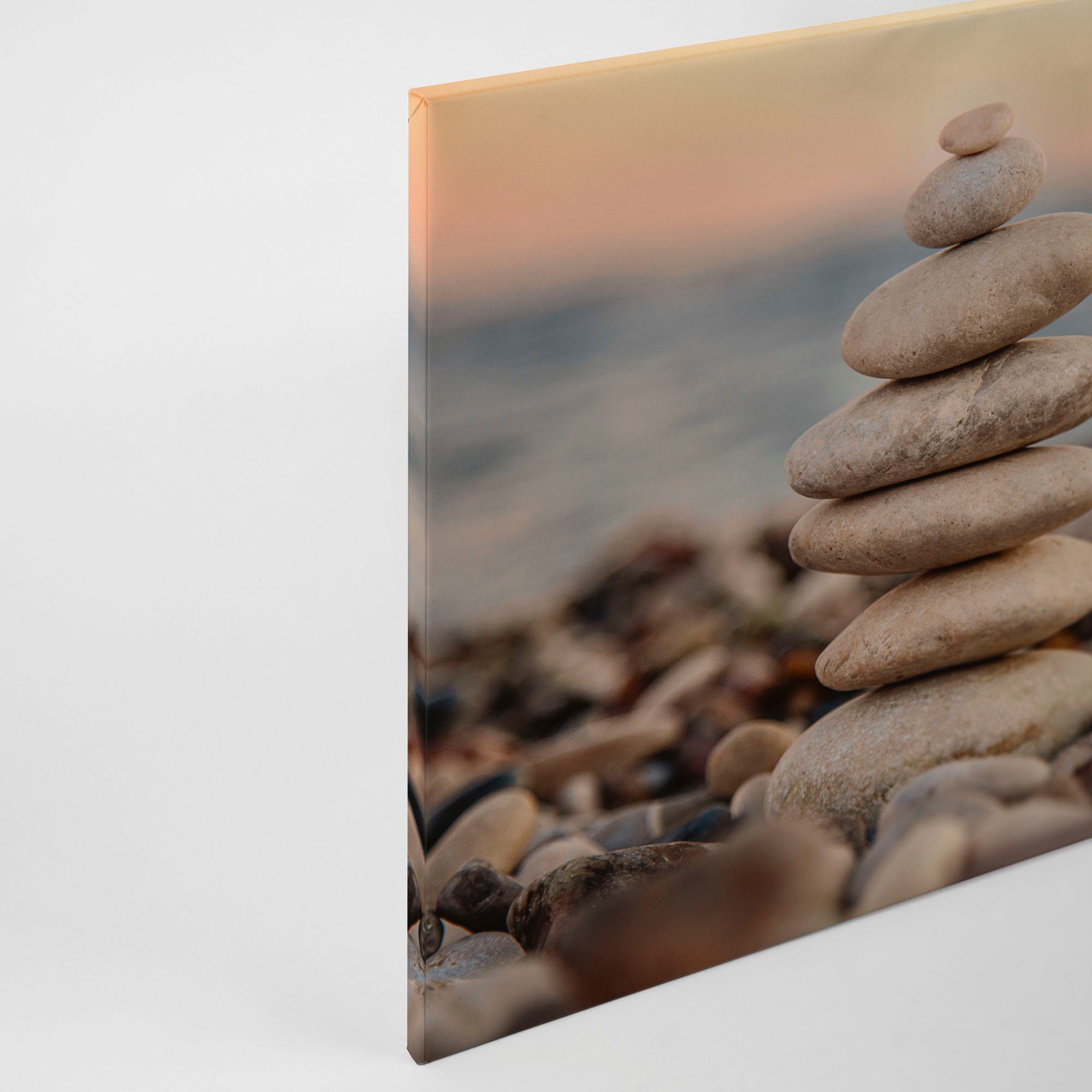 A.S. Création Leinwandbild Stone Beach, Gemälde, Kinder, Kunst (1 St), Spa Steine Ufer Meer Keilrahmen Entspannung Leinwand-Bild Wohnzimmer