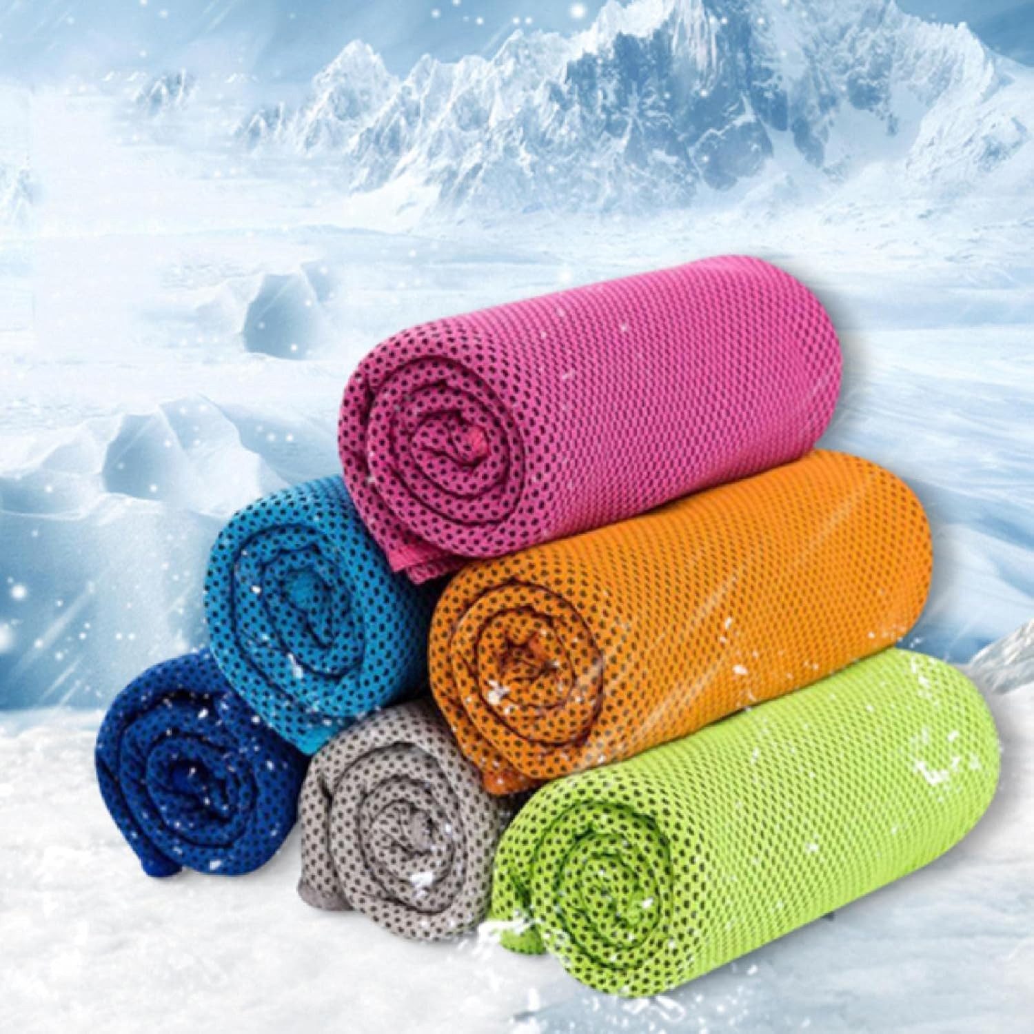 nsihing Sporthandtuch Kühltuch Kühlhandtuch, Sofortige Relief Eiskalt Kühlen Handtuch, (Atmungsaktives Mesh Schweißsaugfähig Cooling Towel Für Sport Fitness Gym – Bild 4 von 5