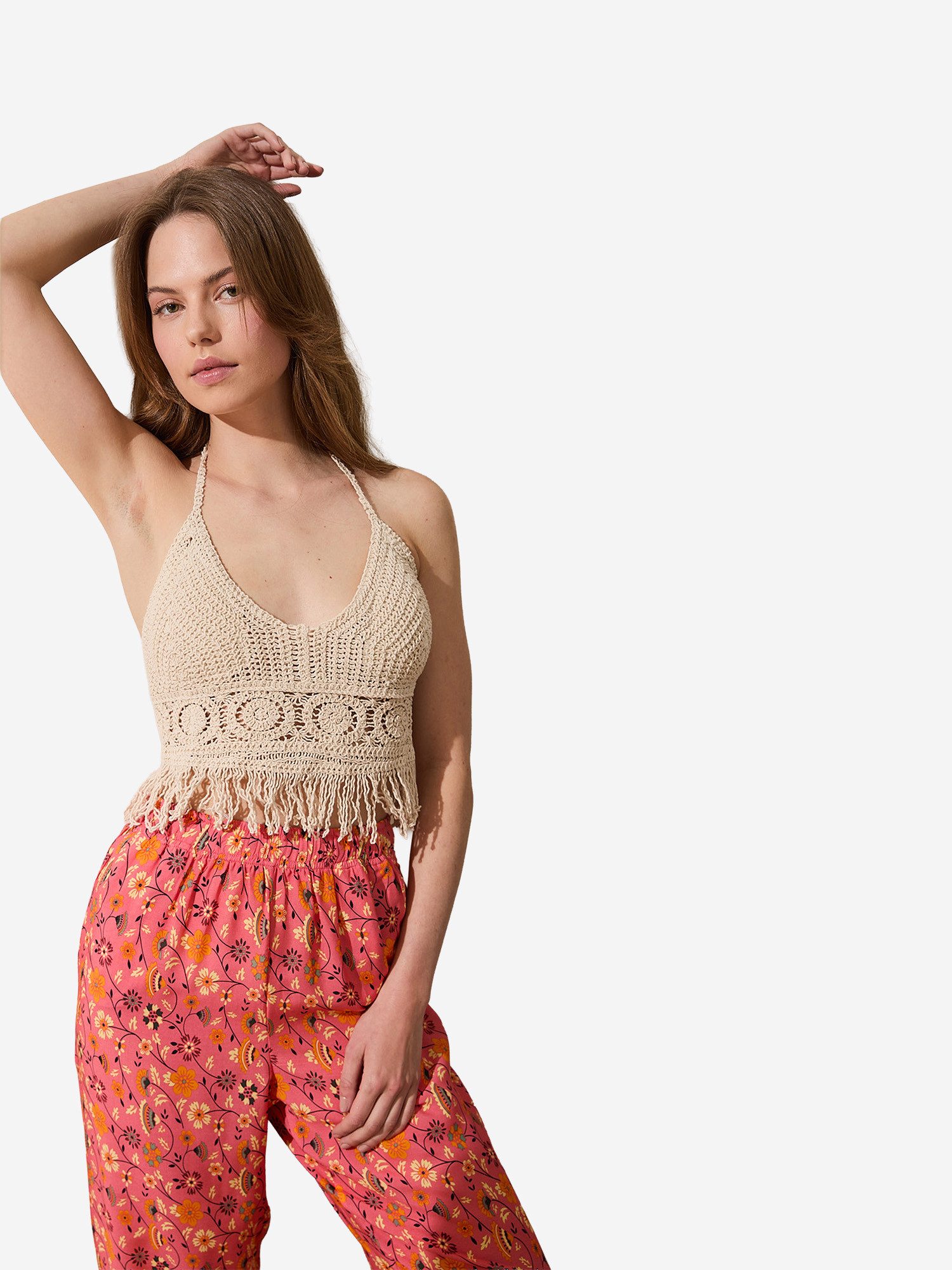 Goldenbay Neckholdertop Women's Bustier Neck-holder Shirt Stretch