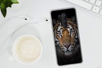 MuchoWow Handyhülle Tiger - Wildtiere - Porträt - Schwarz - Tiere, Phone Case, Handyhülle OnePlus 8 Pro, Silikon, Schutzhülle