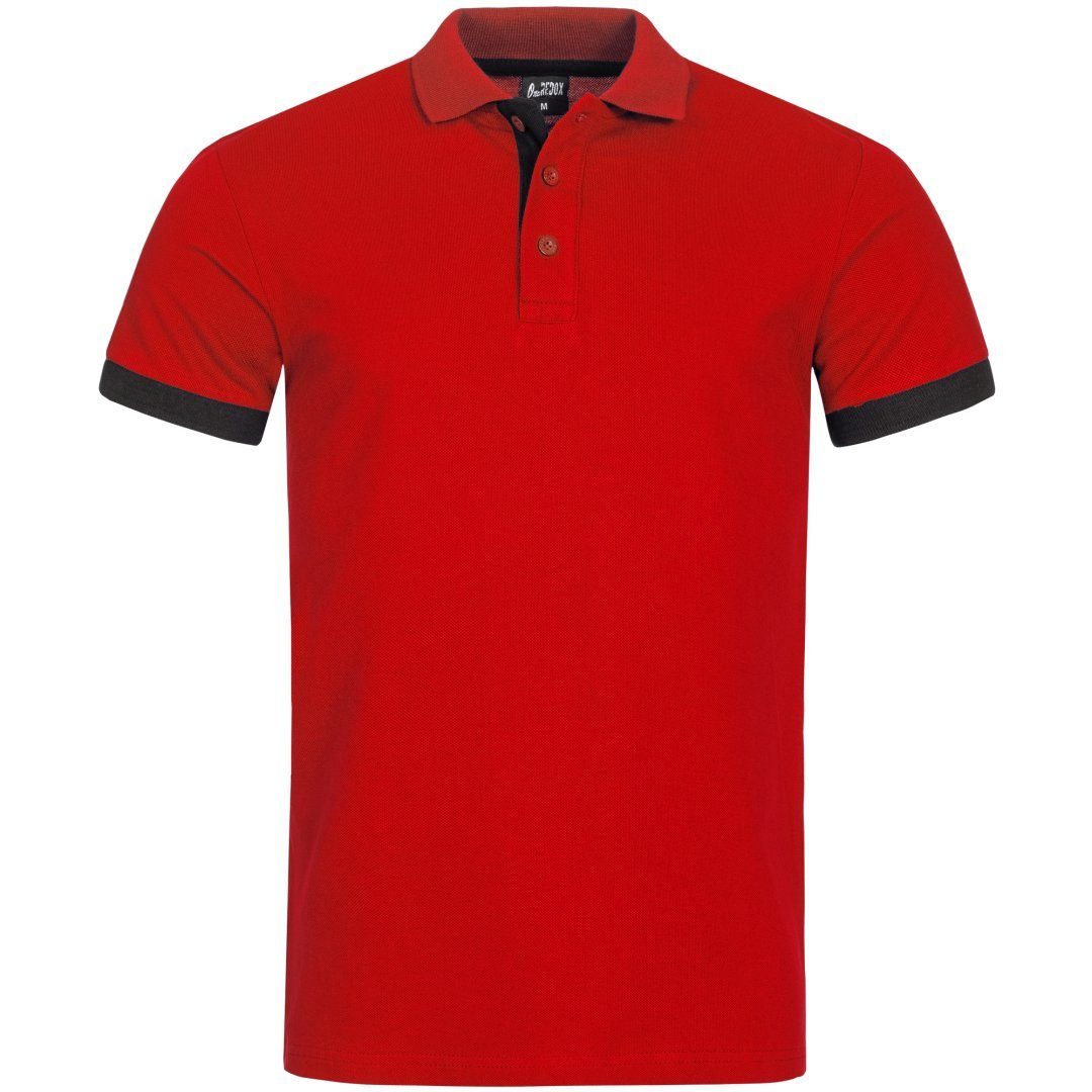 OneRedox T-Shirt P14ST (Shirt Polo Kurzarmshirt Tee, 1-tlg) Fitness Freizeit Casual 1402 Rot