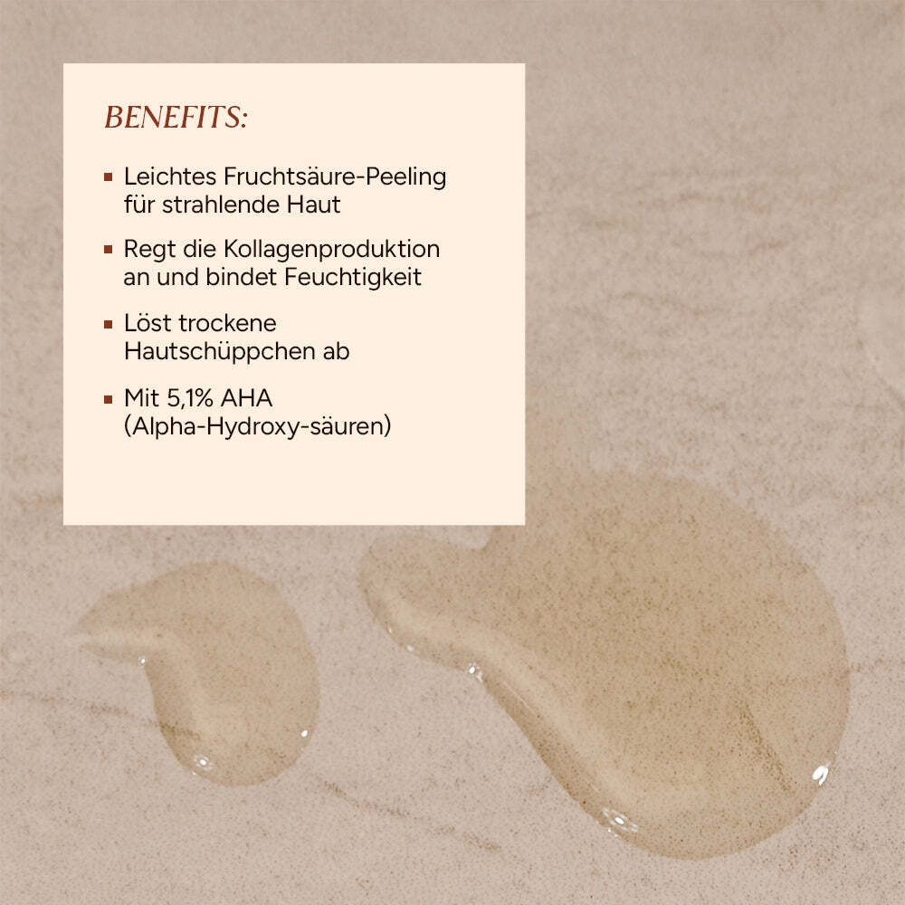 JUNGLÜCK Gesichtspeeling AHA Peeling - mit 5,1% AHA, Fruchtsäurepeeling, 1-tlg., Peelt sanft und spendet Feuchtigkeit