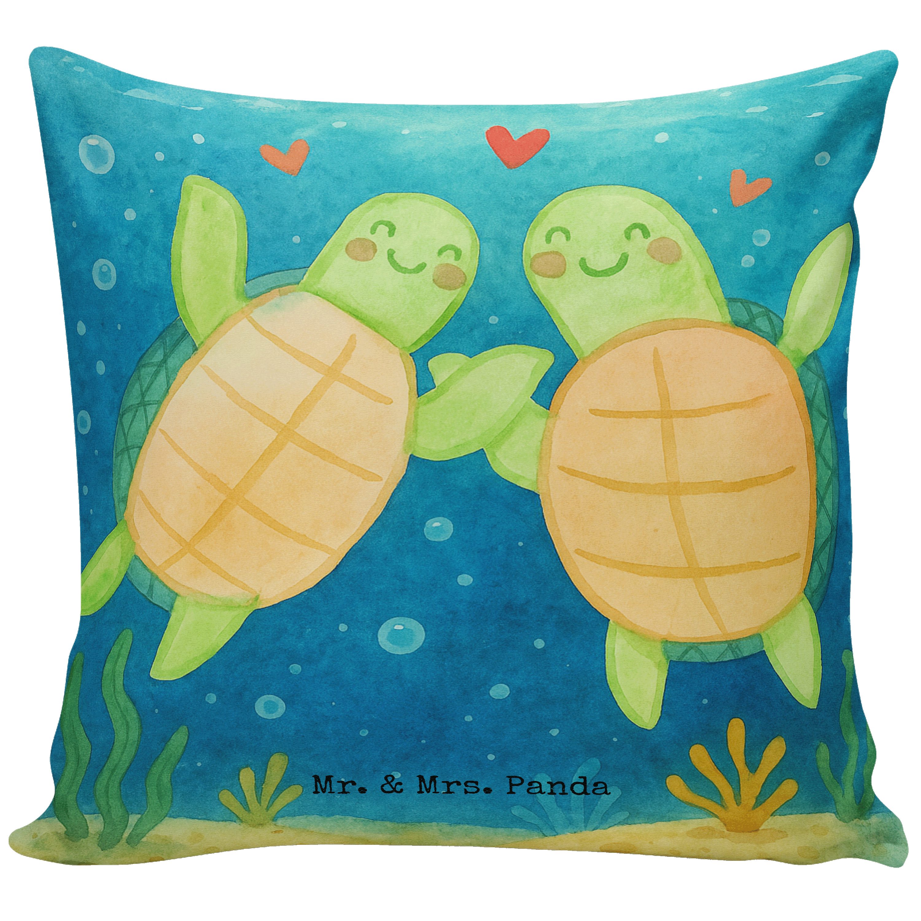 Mr. & Mrs. Panda Dekokissen Schildkröten Paar Design, Sofa Kissen, Weiß, Freundin, Valentinstag, couch kissen Couchkissen Geschenk für Partner
