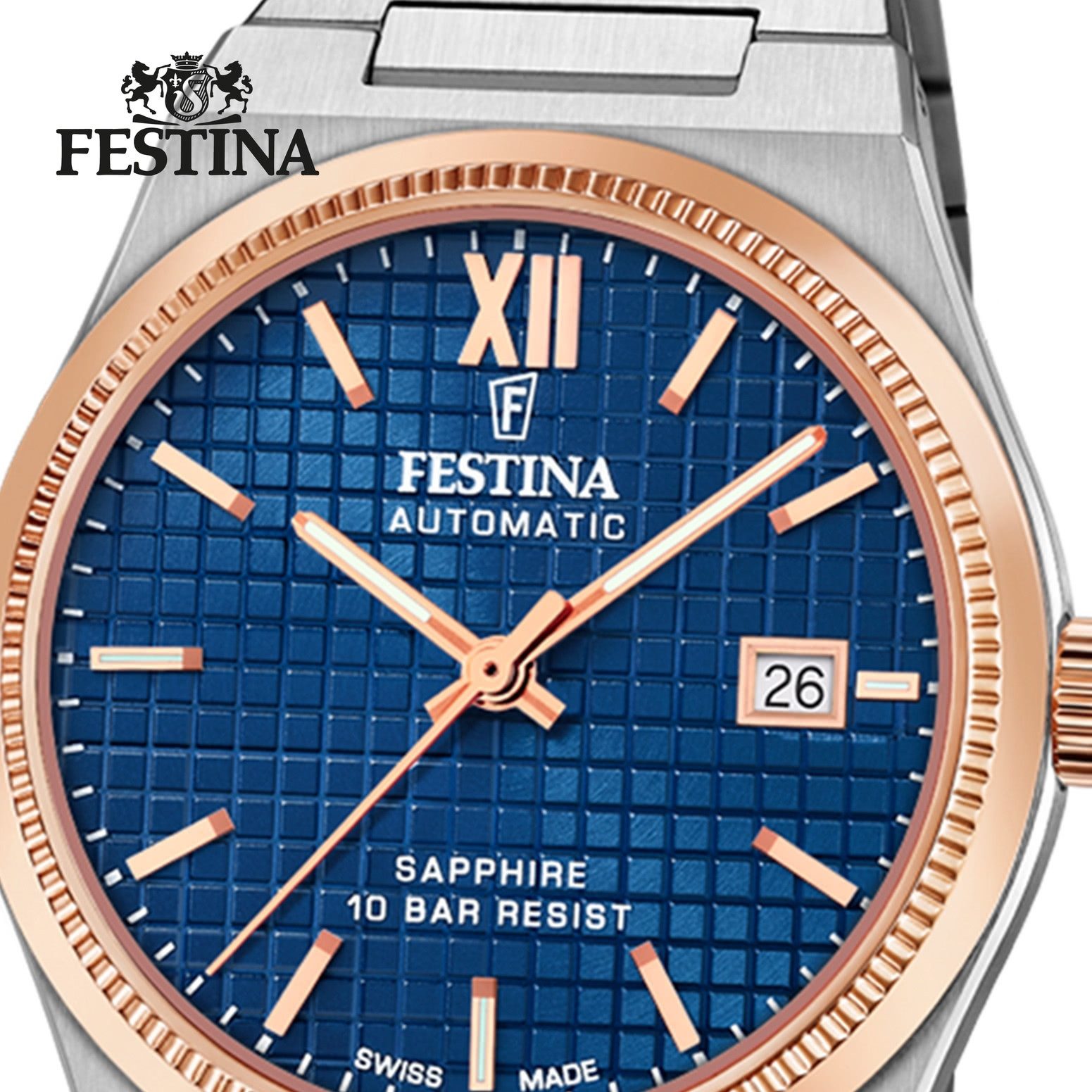 Festina Automatikuhr Festina Herrenuhr Edelstahl silber, (Analoguhr), Herren Armbanduhr rund, Edelstahlarmband silber, Elegant