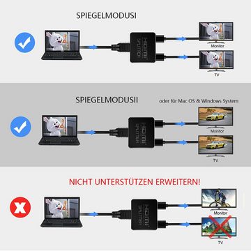 GelldG HDMI Splitter, 4K HDMI Splitter 1 in 2 Out Gleichzeitig Audio-Adapter