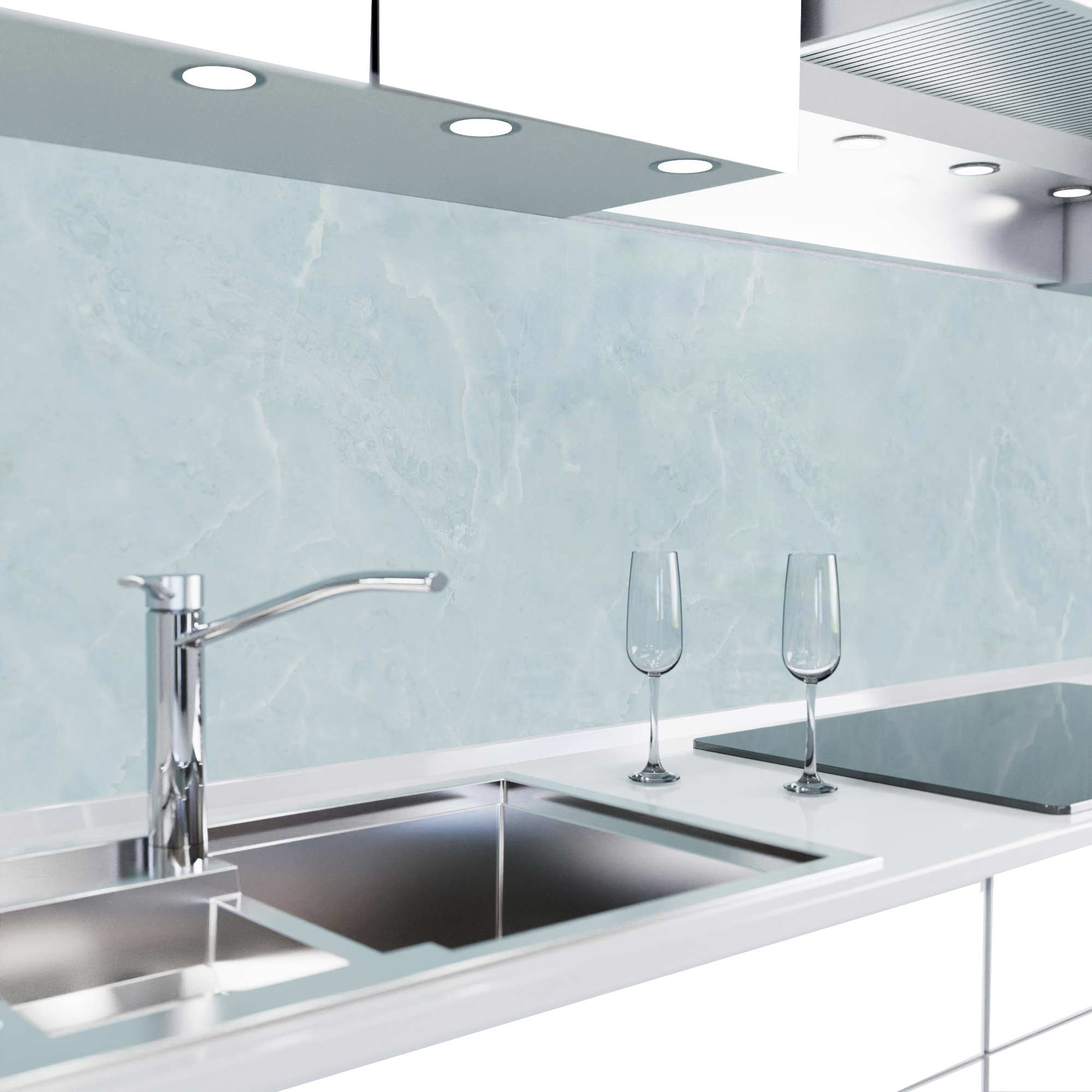 danario Küchenrückwand Folie selbstklebend - Matt - Spritzschutz Küche - versteift & robust