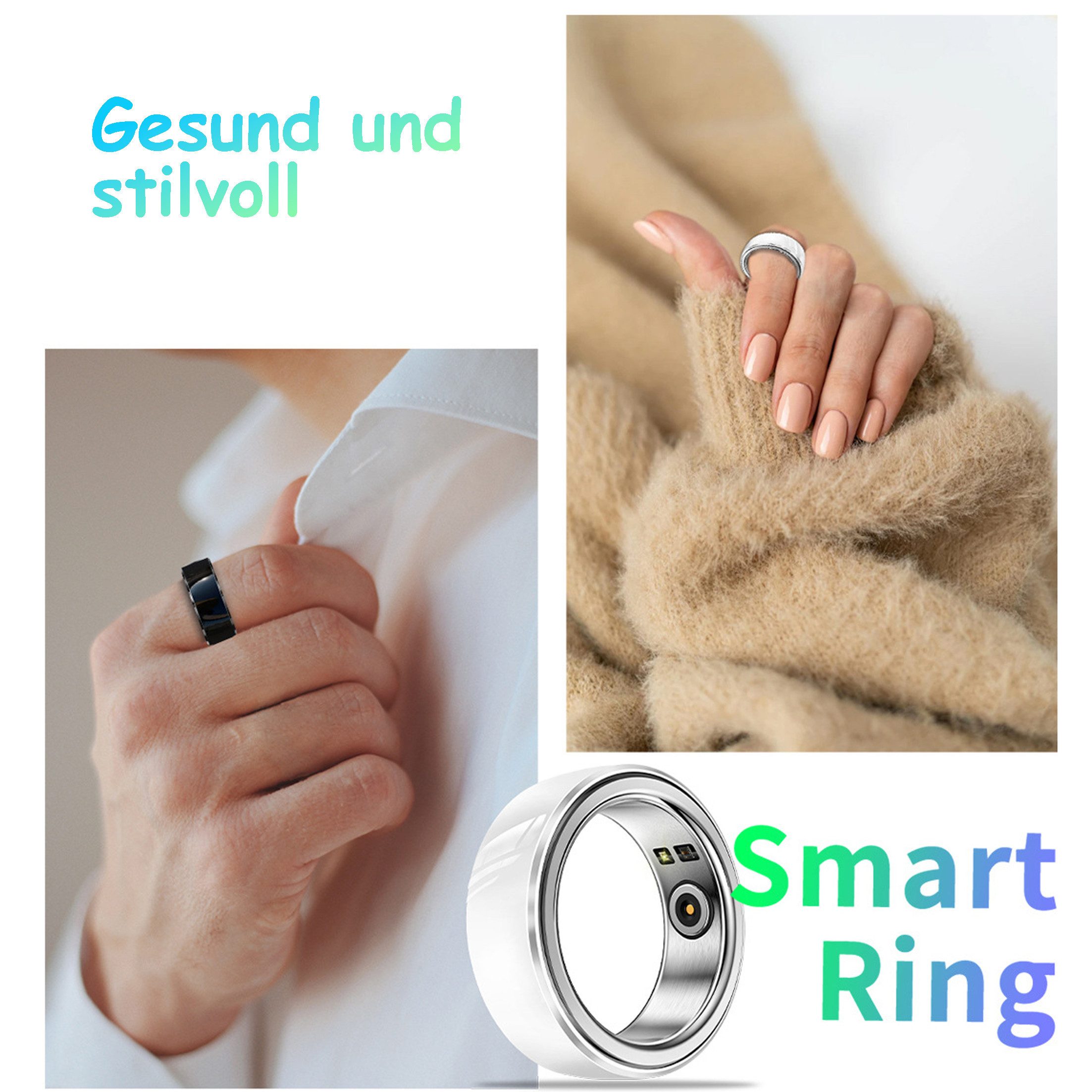 KINSI Fitness-Tracker Intelligenter Ring für Gesundheitsmonitoring,Wasserdicht, Verfolgt Echtzeit-Schlaf, Herzfrequenz & Blutoxygen