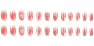 DTC GmbH Kunstfingernägel 24 Stück Press on Nails Kurz, Geprägte Kamelie, Sie können Ihre Freiheit verwirklichen und brauchen nie wieder jemanden, der Ihre Nägel für Sie macht! 1-tlg.