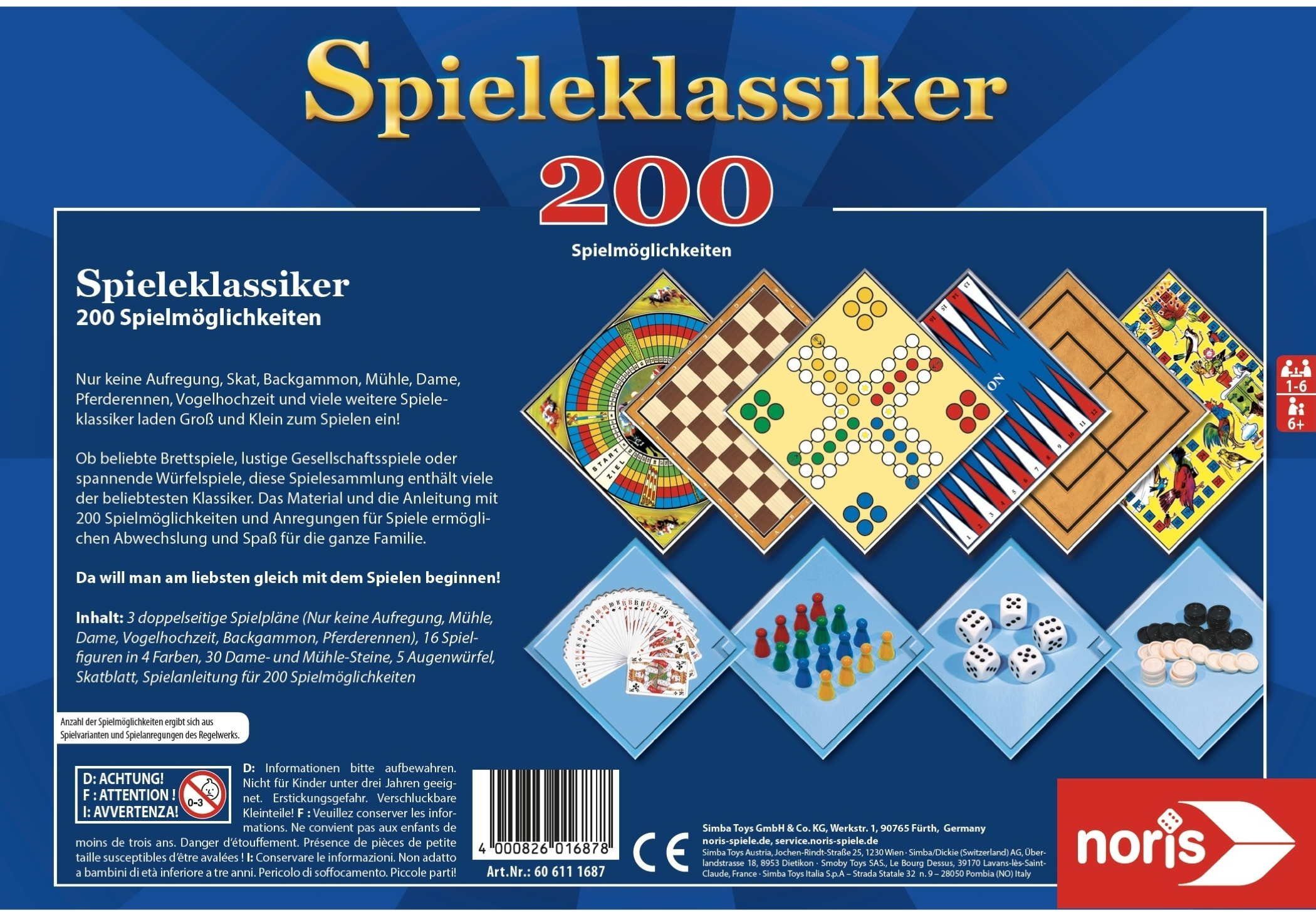 Noris Spiel Spielesammlung Spieleklassiker 200 Möglichkeiten 606111687