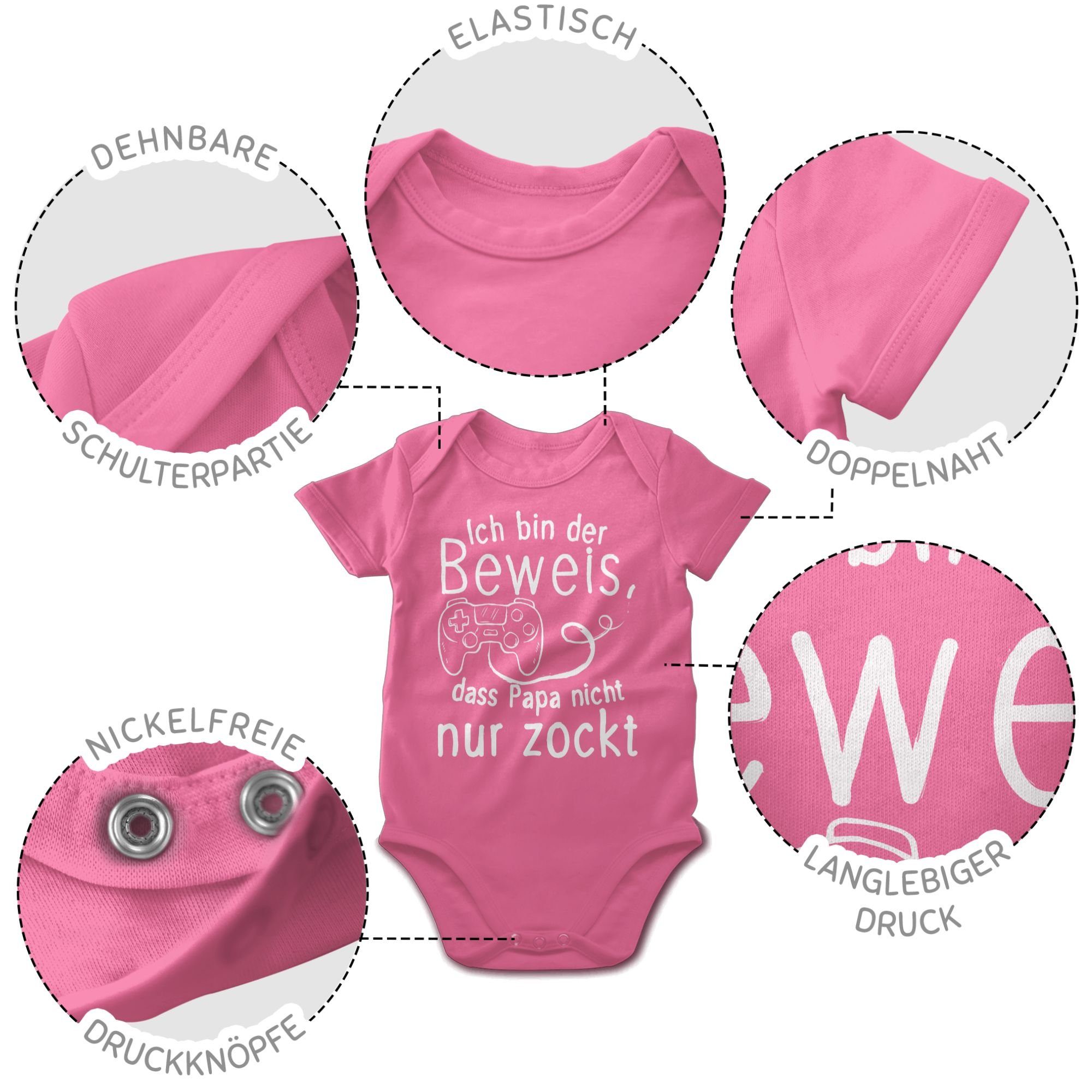 1 Ich weiß Shirtbody dass Geschenk Baby Vatertag Shirtracer Beweis, nur bin Papa Pink der nicht zockt