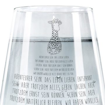 Mr. & Mrs. Panda Glas Giraffe Blumenkranz - Transparent - Geschenk, Trinkglas mit Gravur, W, Premium Glas, Liebevolle Gestaltung