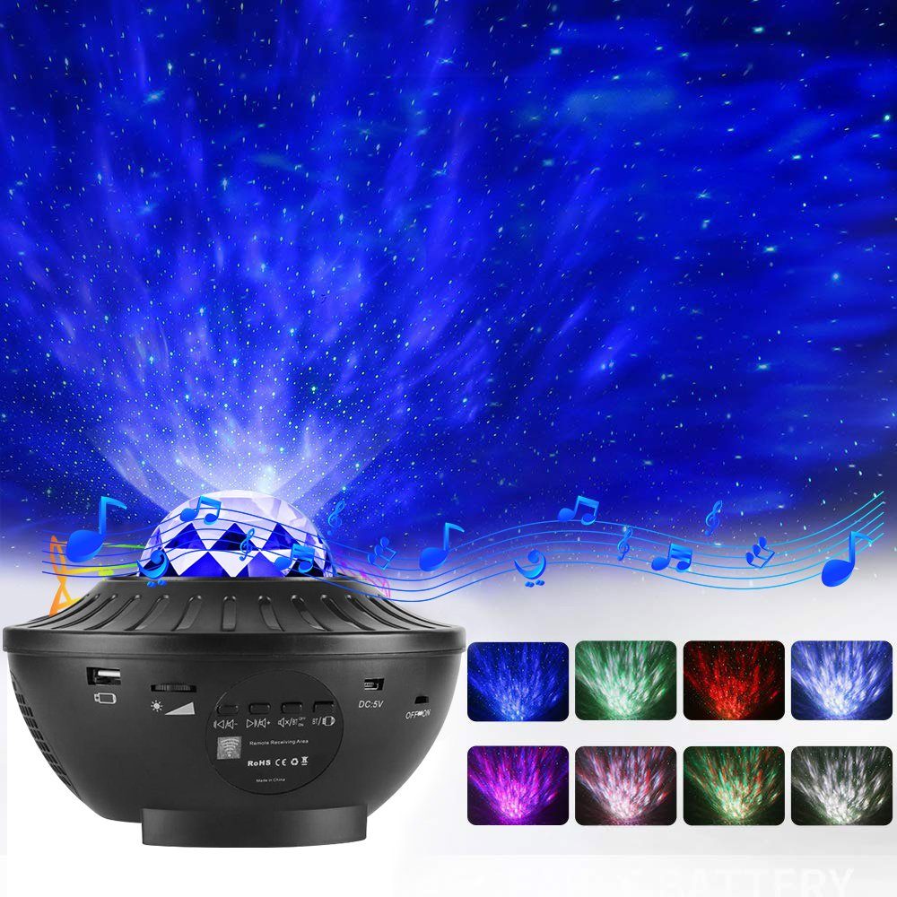 Sunicol Projektionslampe LED Star Starry Projektor, 21 Beleuchtungsmodi,  Bluetooth Music Player, Bluetooth-Projektor, Rot/Grün/Blau/Weiß,  Fernbedienung, für Geschenke Dekoration Party Geburtstag Hochzeit