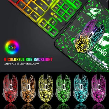 LexonElec RGB Regenbogen Hintergrundbeleuchtung Tastatur- und Maus-Set, Kabellosigkeit Fortschrittliche2,4GHz-Technologie,Ergonomisches Design