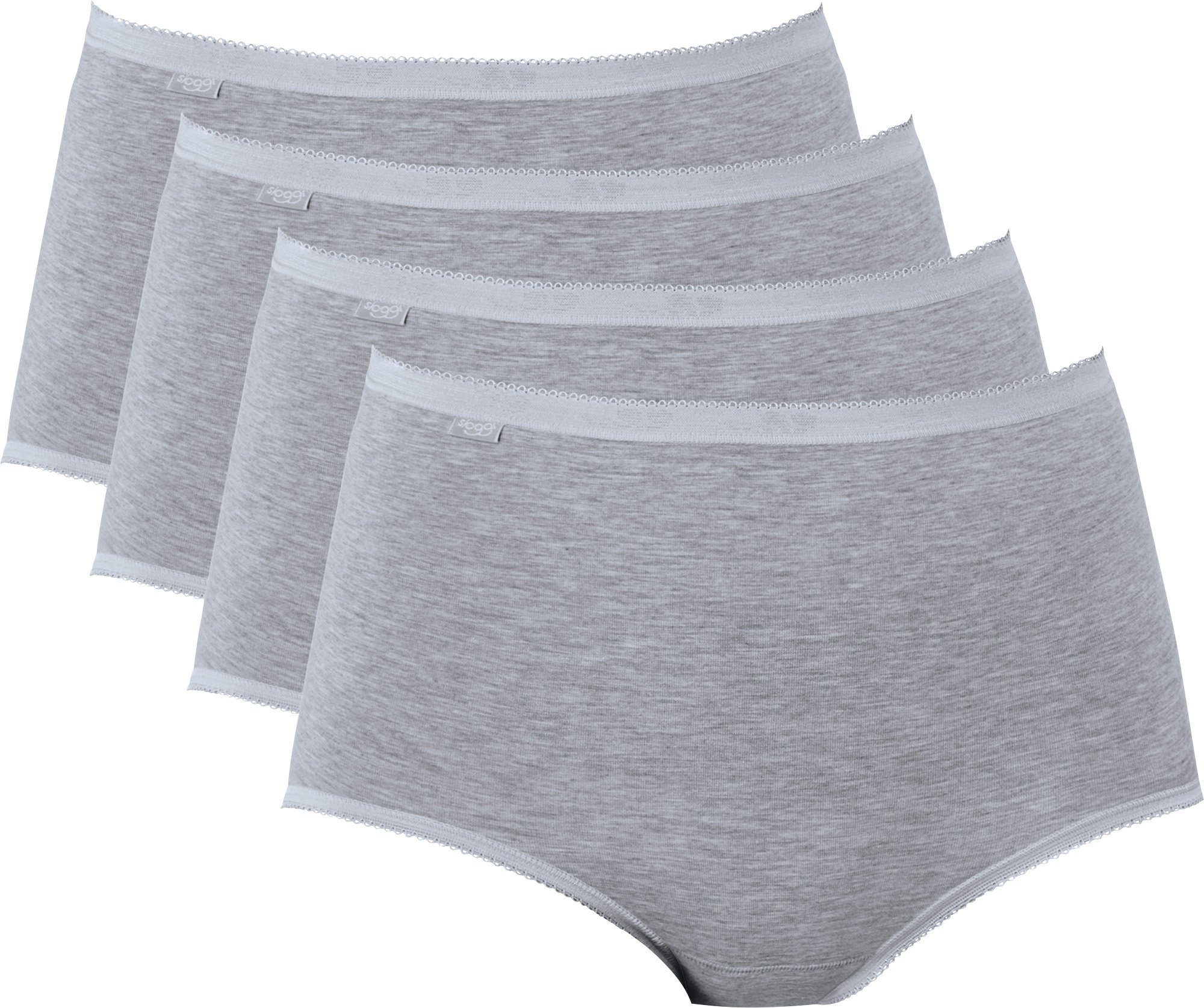 "Basic+ grau Maxi" Damen-Taillenslip Single-Jersey Slip Uni 4er-Pack Sloggi
