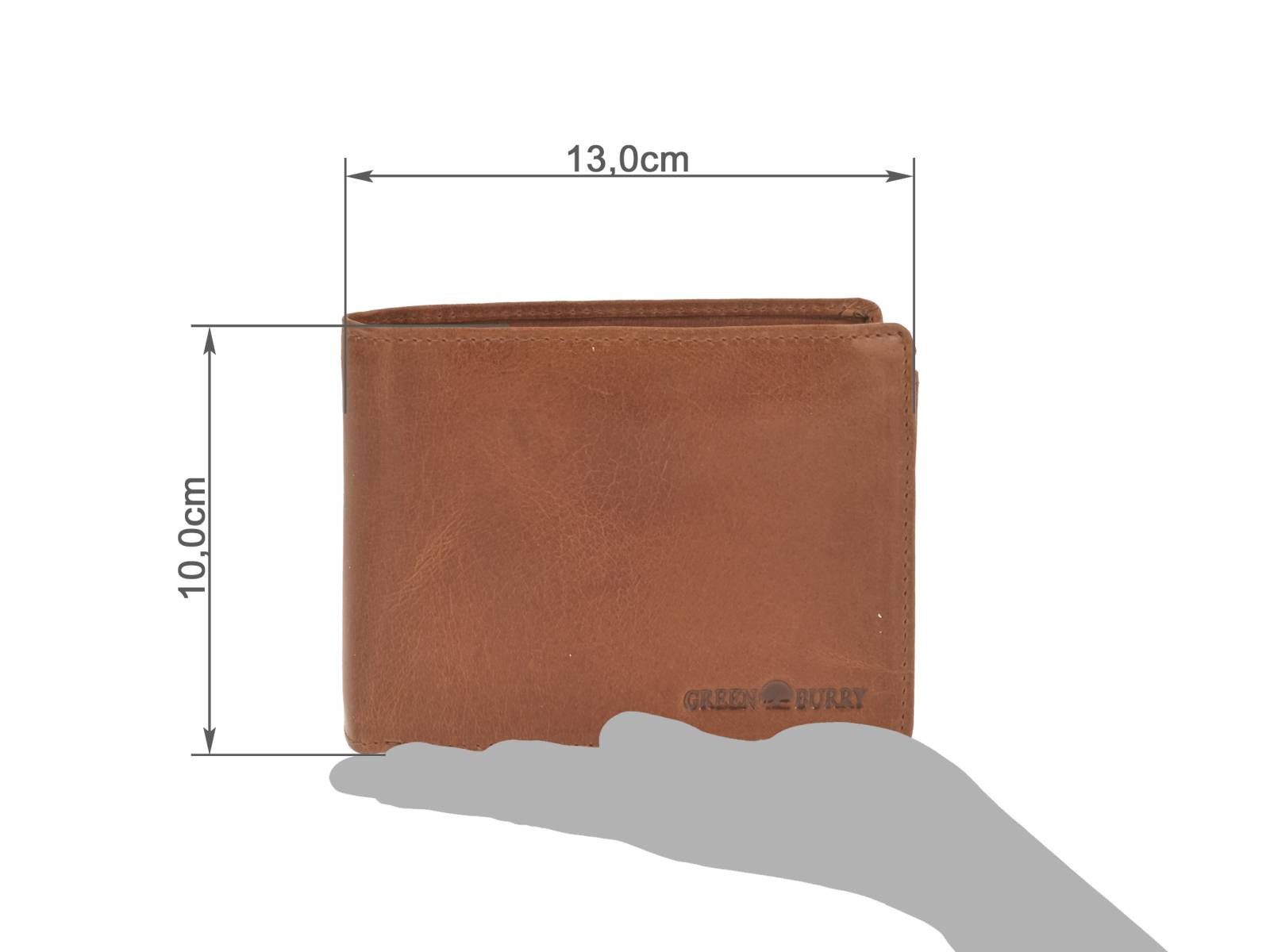 Greenburry Geldbörse "House of Norway" Herren Leder Portemonnaie 13x10cm mit RFID Schutz, Herren-Geldbeutel mit RFID Schutz, 1 Geheimfach im Scheinfach