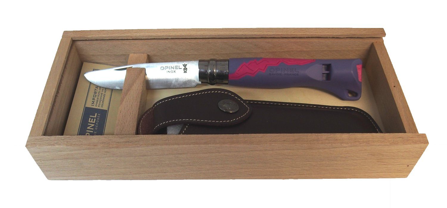 Opinel Taschenmesser Opinel Kindermesser OUTDOOR JUNIOR violett + Holzbox