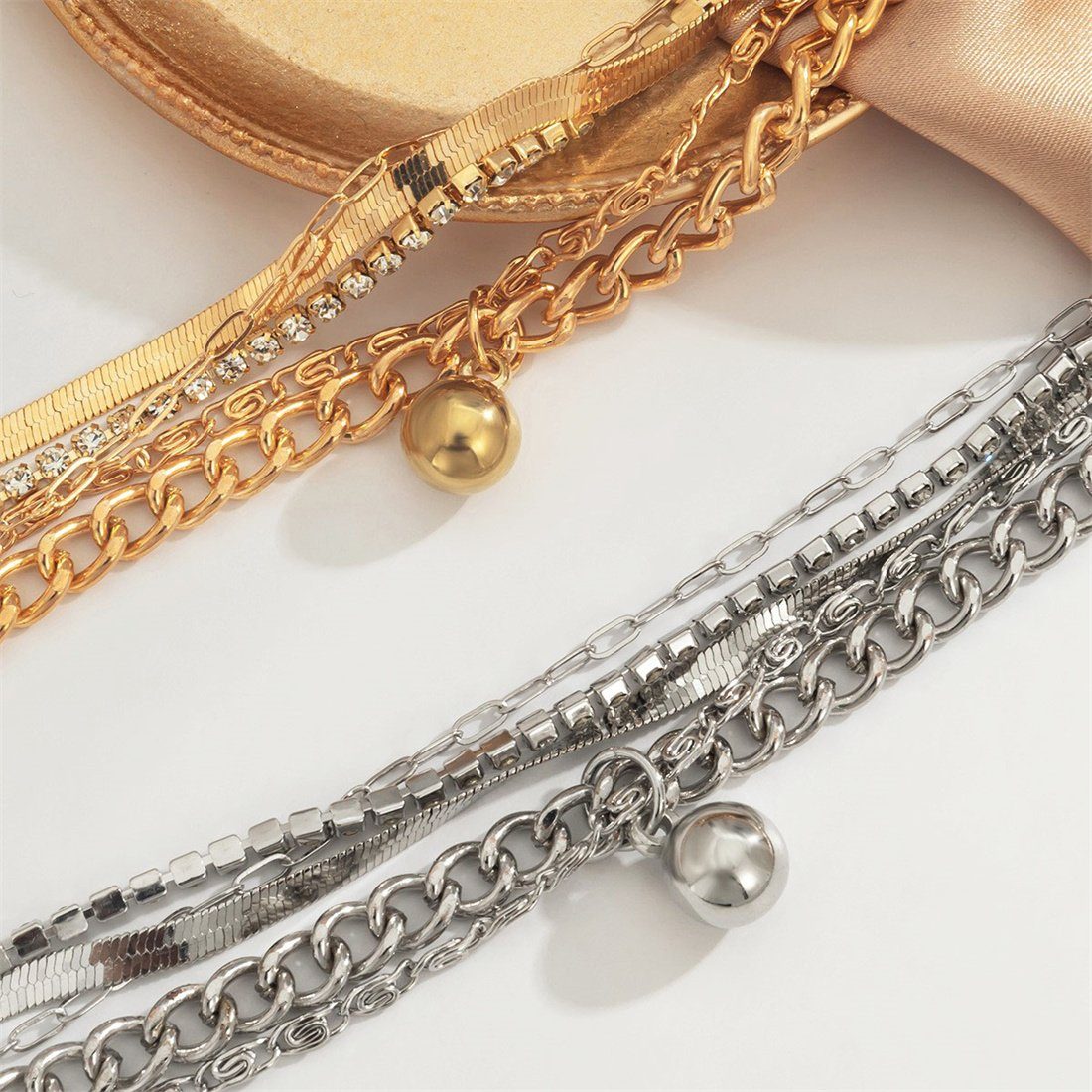 Gold Multi-Layered Armbänder Schmuck Set, Women's Bohemian DÖRÖY Bracelet Strass Armband