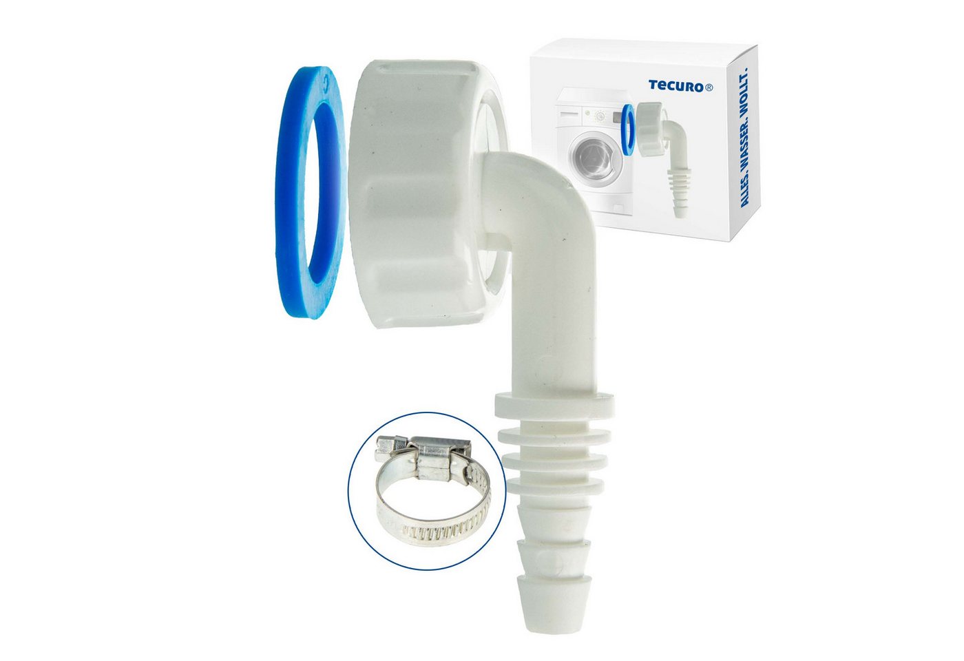 tecuro Anschluss-Set Geräte-Anschlusstülle f. Kondensatschlauch Ø 8-17 mm,1 Zoll Überwurfm., Anschluss kürzbar