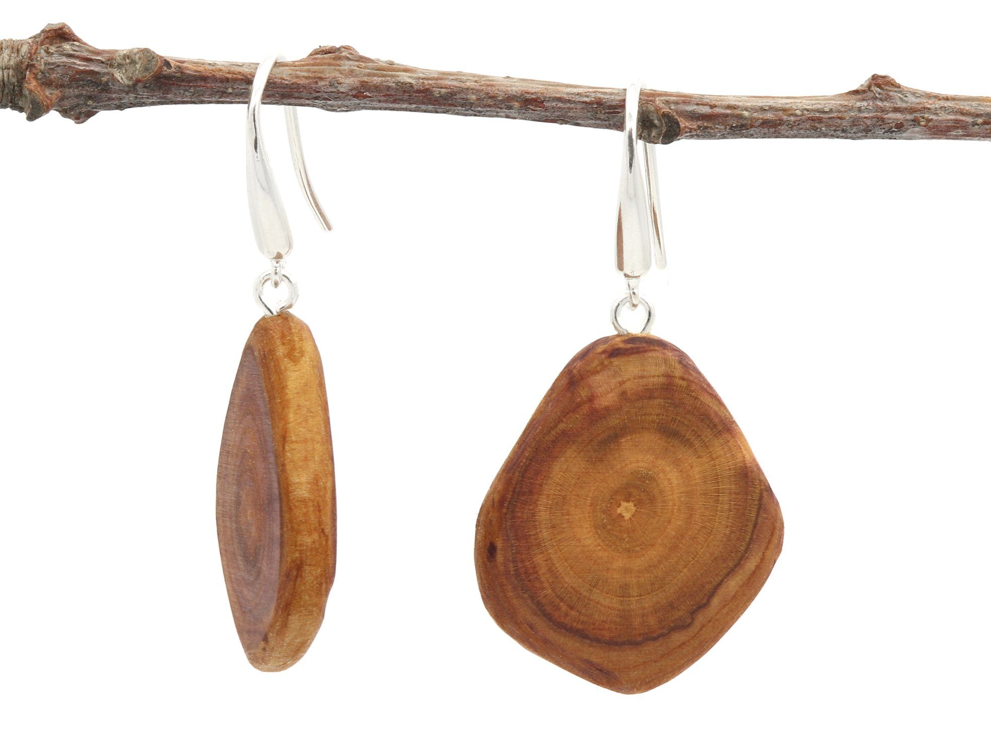 NaturSchatulle Paar Ohrhänger Pflaume Tropfen (Holzschmuck, Holz Ohrhänger) günstig online kaufen