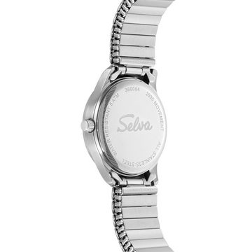 Selva Technik Quarzuhr SELVA Quarz-Armbanduhr mit Zugband, Zifferblatt schwarz Ø 27mm