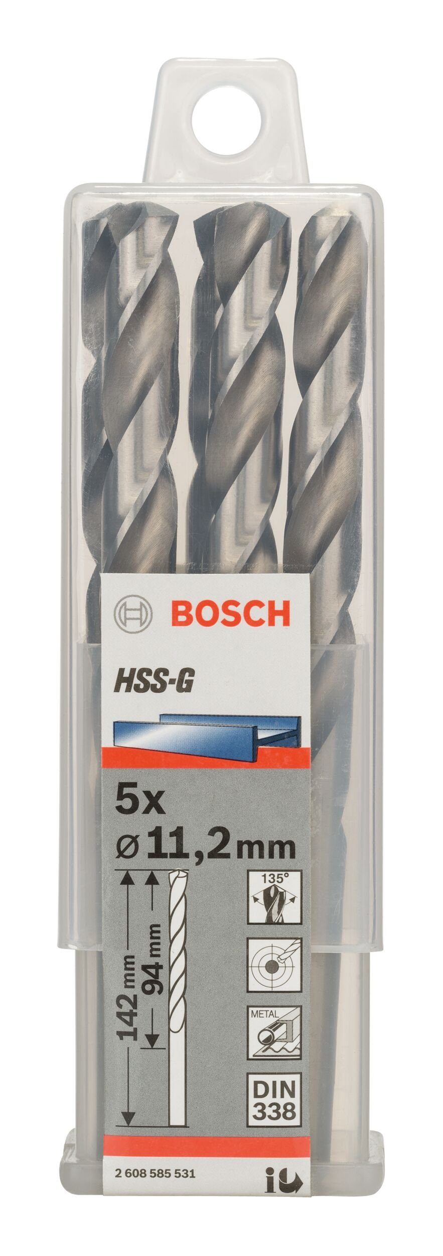 Stück), 338) (DIN 94 mm 5er-Pack - BOSCH (5 Metallbohrer, x 11,2 x - HSS-G 142