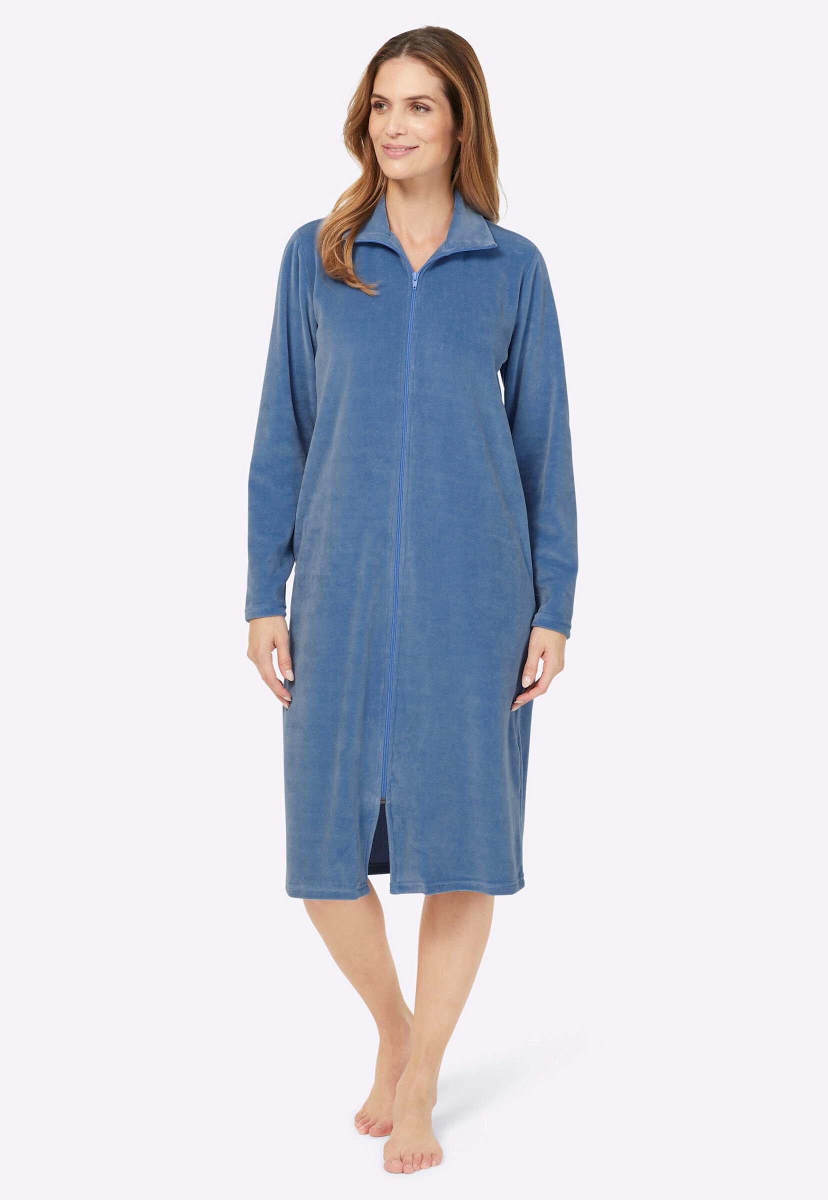 Witt Morgenmantel Morgenmantel ., Baumwolle, Reißverschluss, Nicki günstig online kaufen