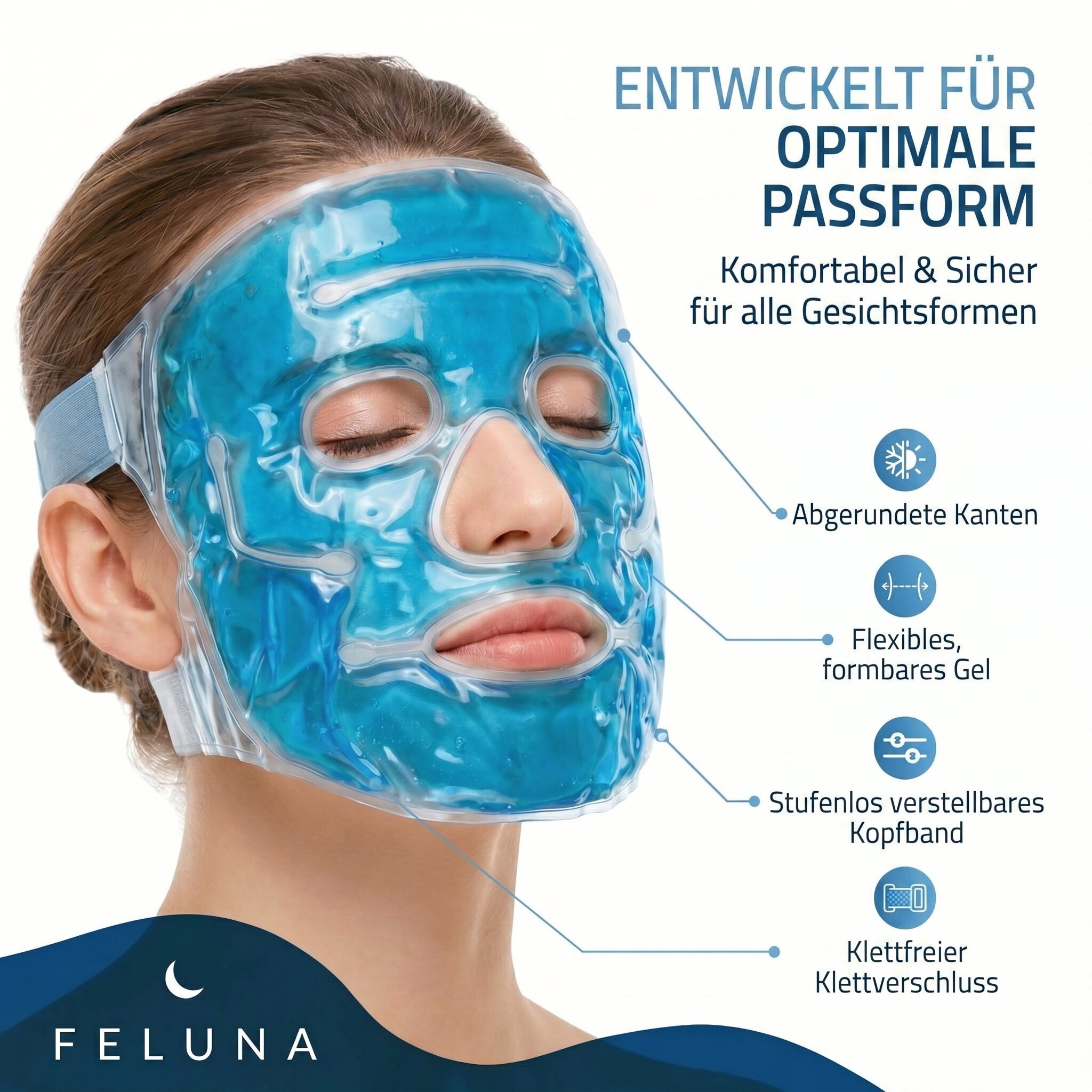 Feluna Gesichtsmaske FELUNA kühlmaske gesicht für Augen-Entspannungs&Kältetherapie Maske Kühlmaske, Entspannungsmaske Kühlende Maske