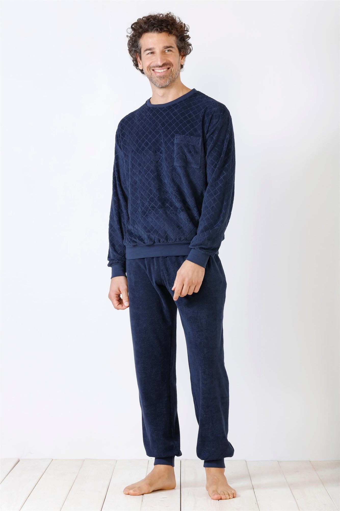 Hajo Schlafanzug Herren Schlafanzug mit Bündchen Frottee günstig online kaufen