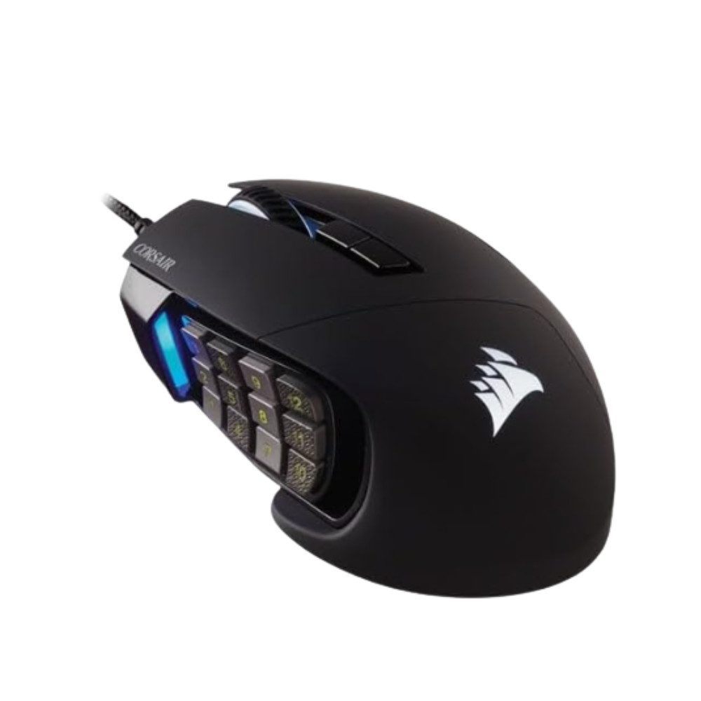 Corsair Scimitar RGB Elite (Hersteller-Nr. CH-9304211-EU) Gaming-Maus (kabelgebunden, Key-Slider-System, 12 verschiebbare Seitentasten, 18.000 DPI)