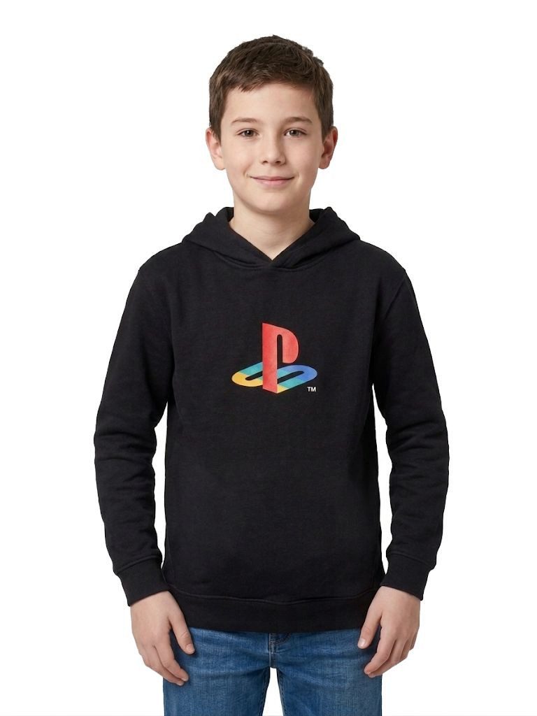 Playstation Hoodie PlayStation Hoodie Kinder schwarz Gaming Kapuzenpullover 134-164 Schwarzer Gamer Hoodie PlayStation
