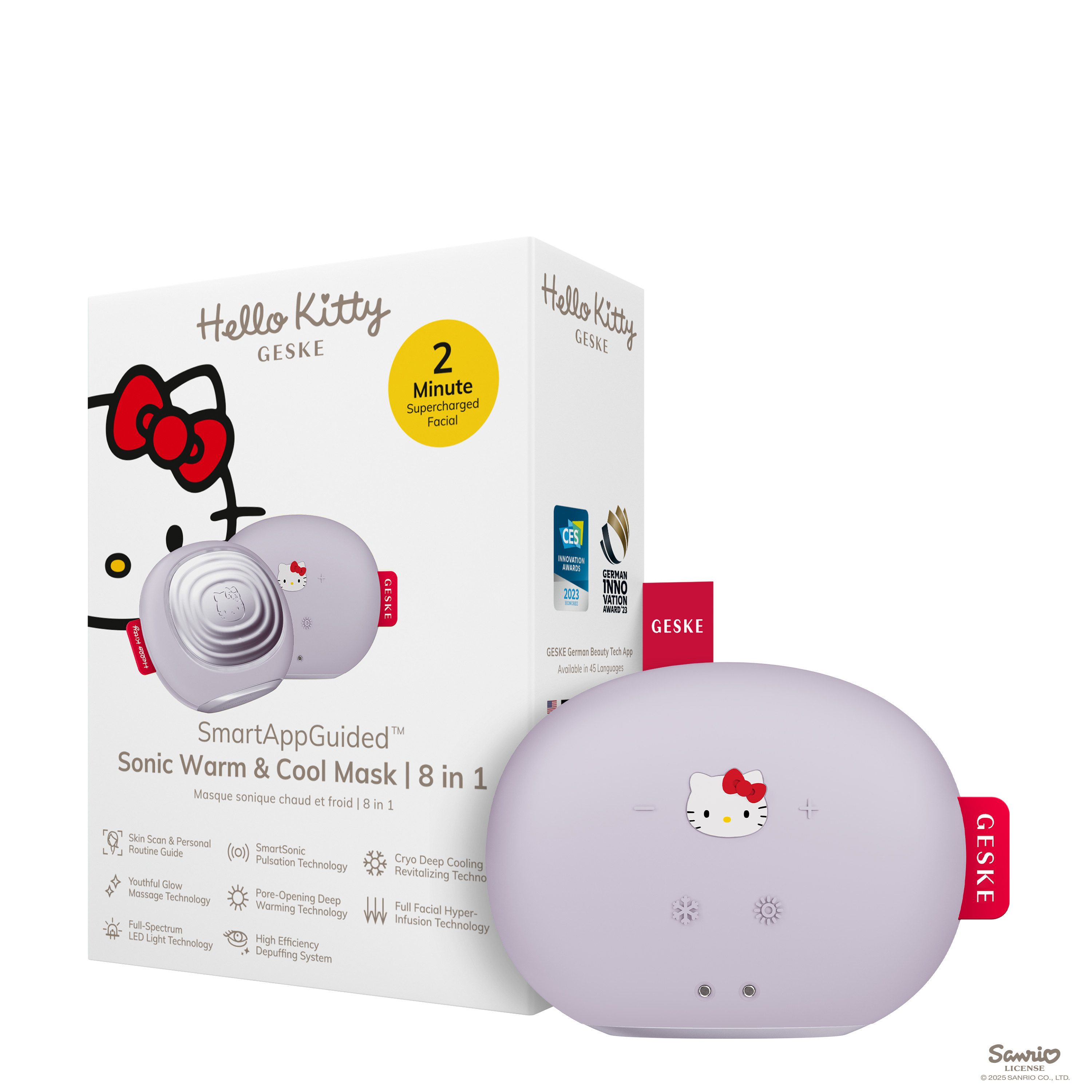 GESKE German Beauty Tech Enhancer SmartAppGuided™ Sonic Warm & Cool Mask 8 in 1, Packung (Gerät & USB-Ladekabel), 2-tlg., Gerät inkl. kostenloser APP (SmartAppGuided Device), Mit der GESKE App erhältst Du deine personalisierte Hautpflegeroutine.