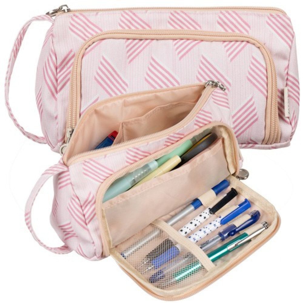 MAALEO Federmäppchen Federtasche Schreibwaren, (Spar-Set, 1-tlg., zwei Reißverschluss), Tasche mit 2 Fächern für Stifte