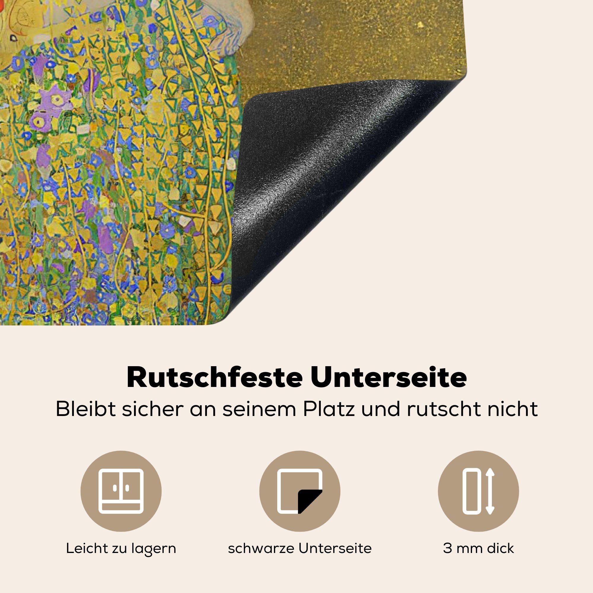 MuchoWow Herdblende-/Abdeckplatte Der Kuss 78x78 küche Gustav Vinyl, für tlg), cm, (1 Klimt, - Arbeitsplatte Ceranfeldabdeckung