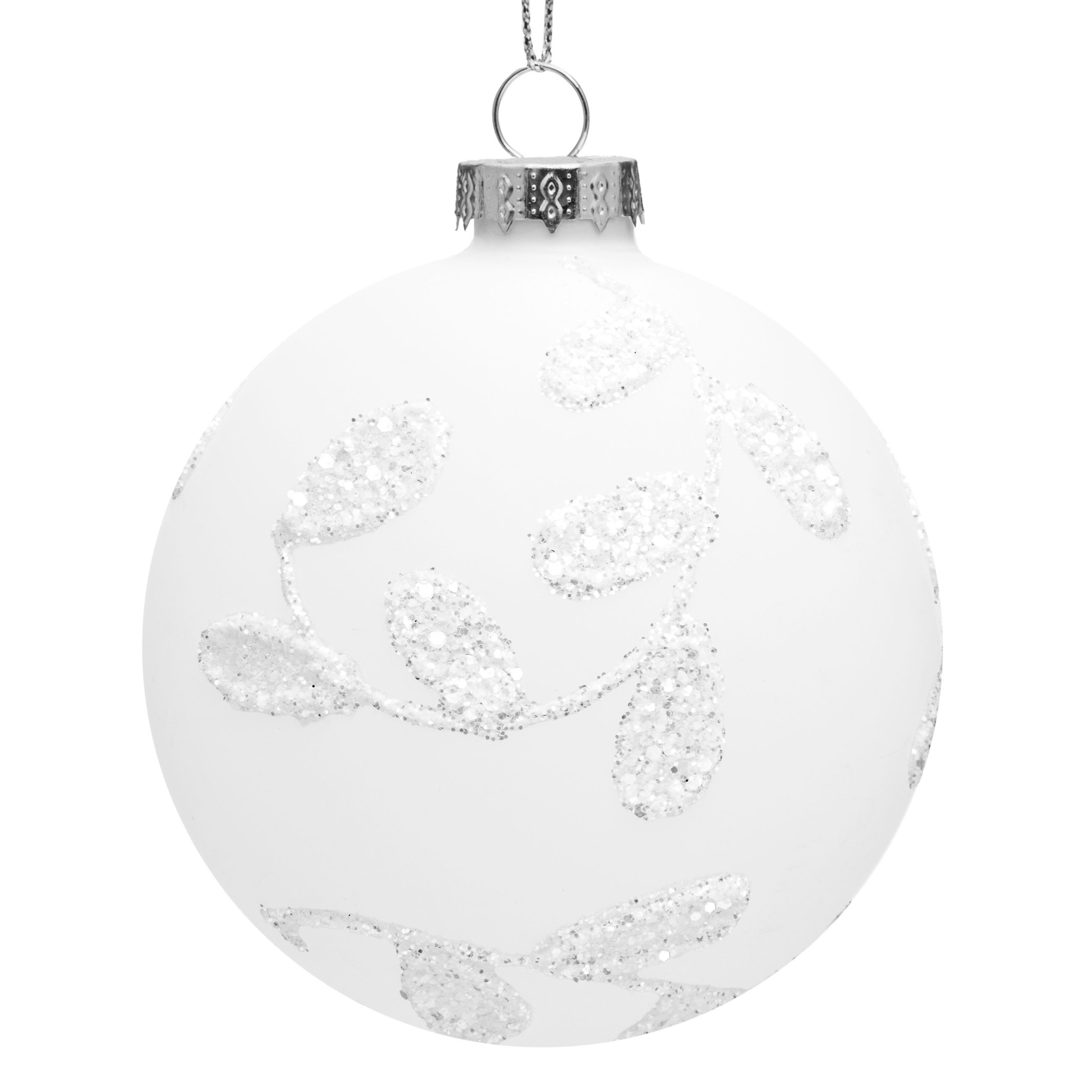 Christbaumschmuck Highlights Weiss 4er Set Christbaumkugeln aus Glas mit Verzierung
