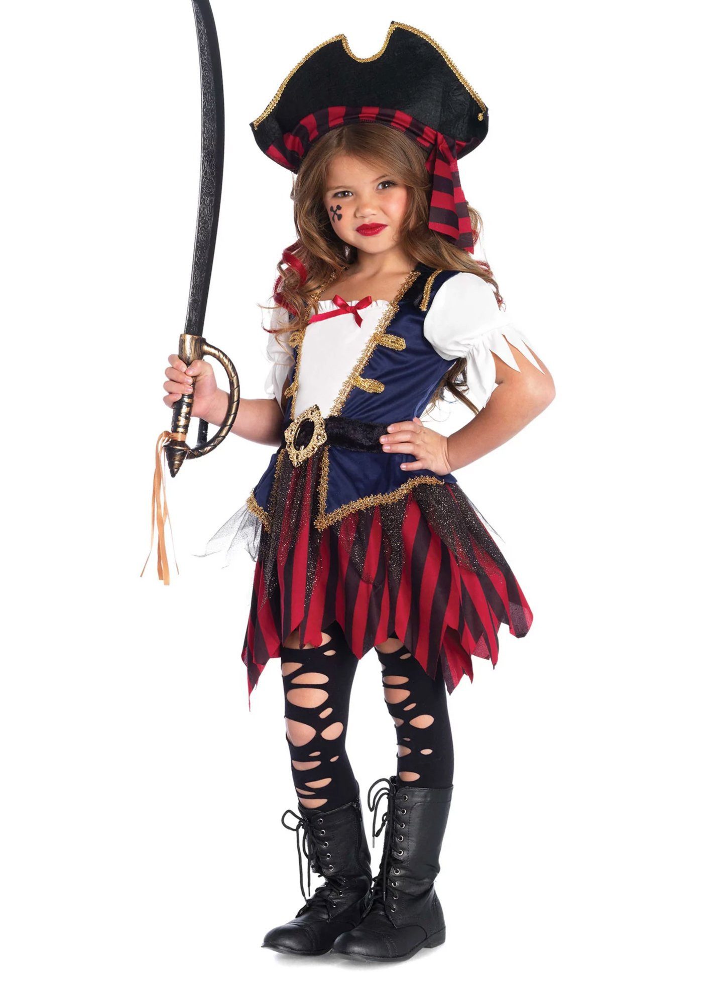 Leg Avenue Piraten-Kostüm Piratin - Halloween Kostüm Kinder Mädchen, Für kleine Schrecken der sieben Meere