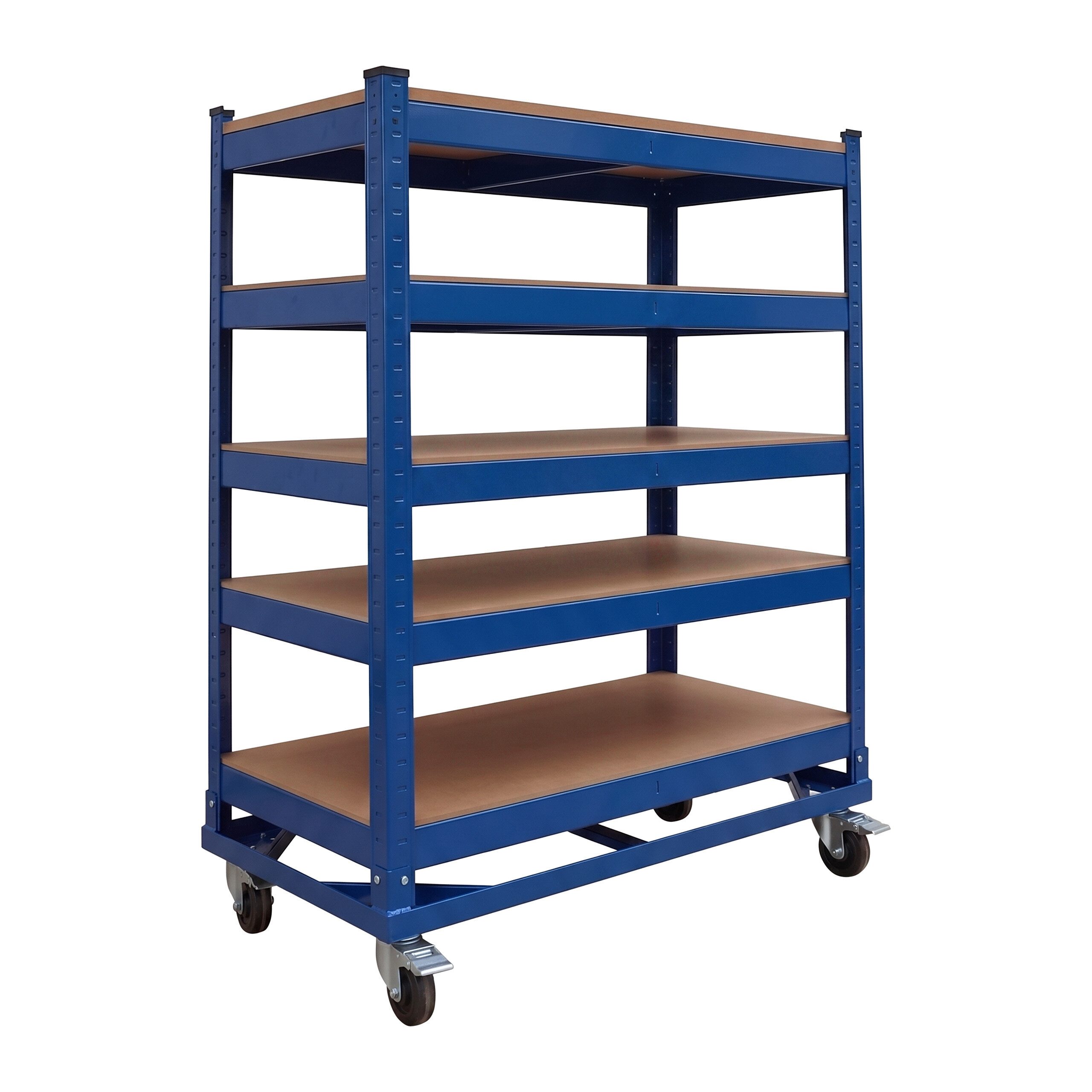 relaxdays Werkstattwagen Etagenwagen 5 Ebenen mit Rollen, blau, 5-lagig, blau, 5-lagig
