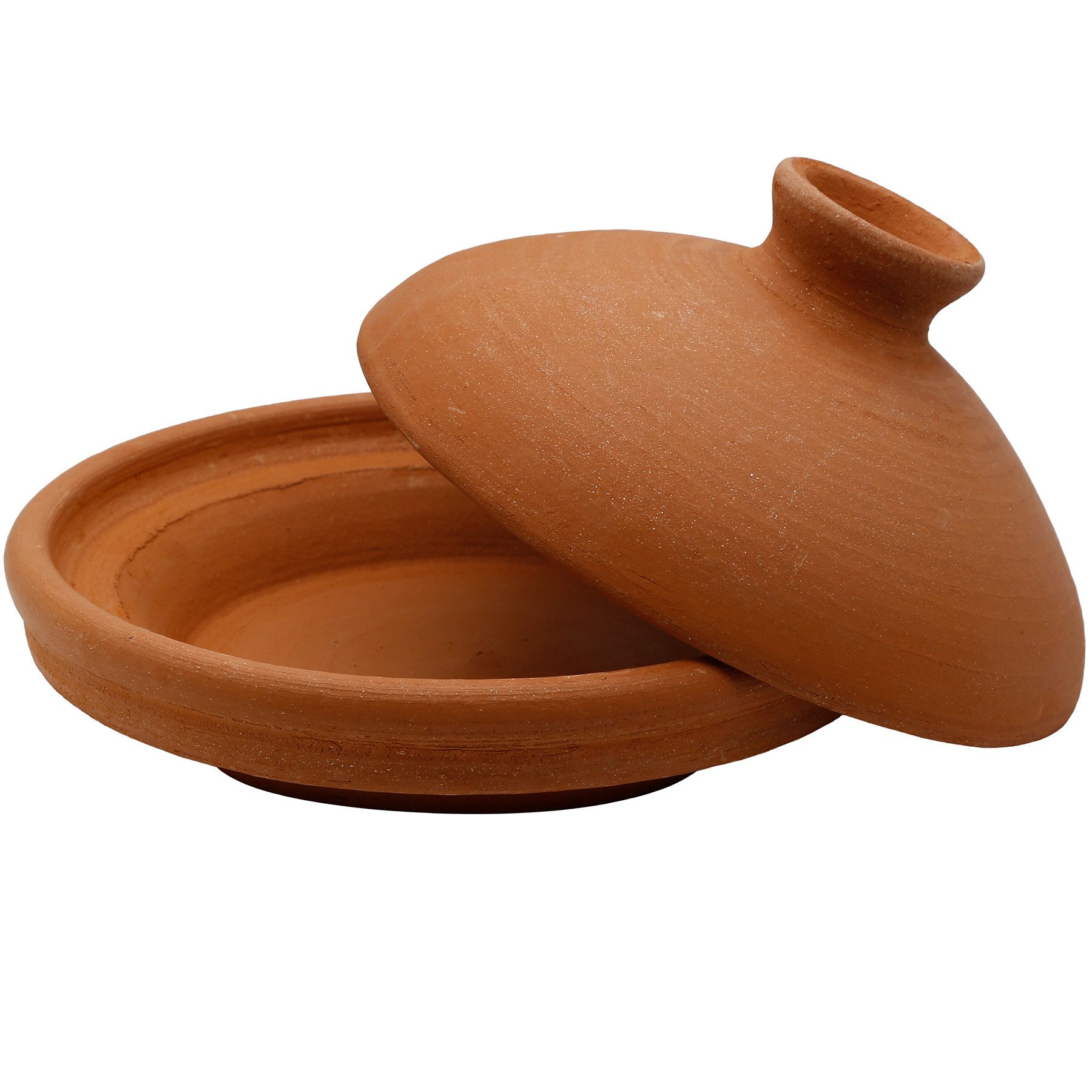 Casa Moro Schmortopf Tajine Schmortopf aus Ton 30 cm – unglasiert, Tagine für 3–4 Personen, Ton (Kochen für 3-4 Personen, handgetöpfert aus Marrakesch, 2-tlg), handgetöpfert aus naturbelassener Lehmerde (Ton)