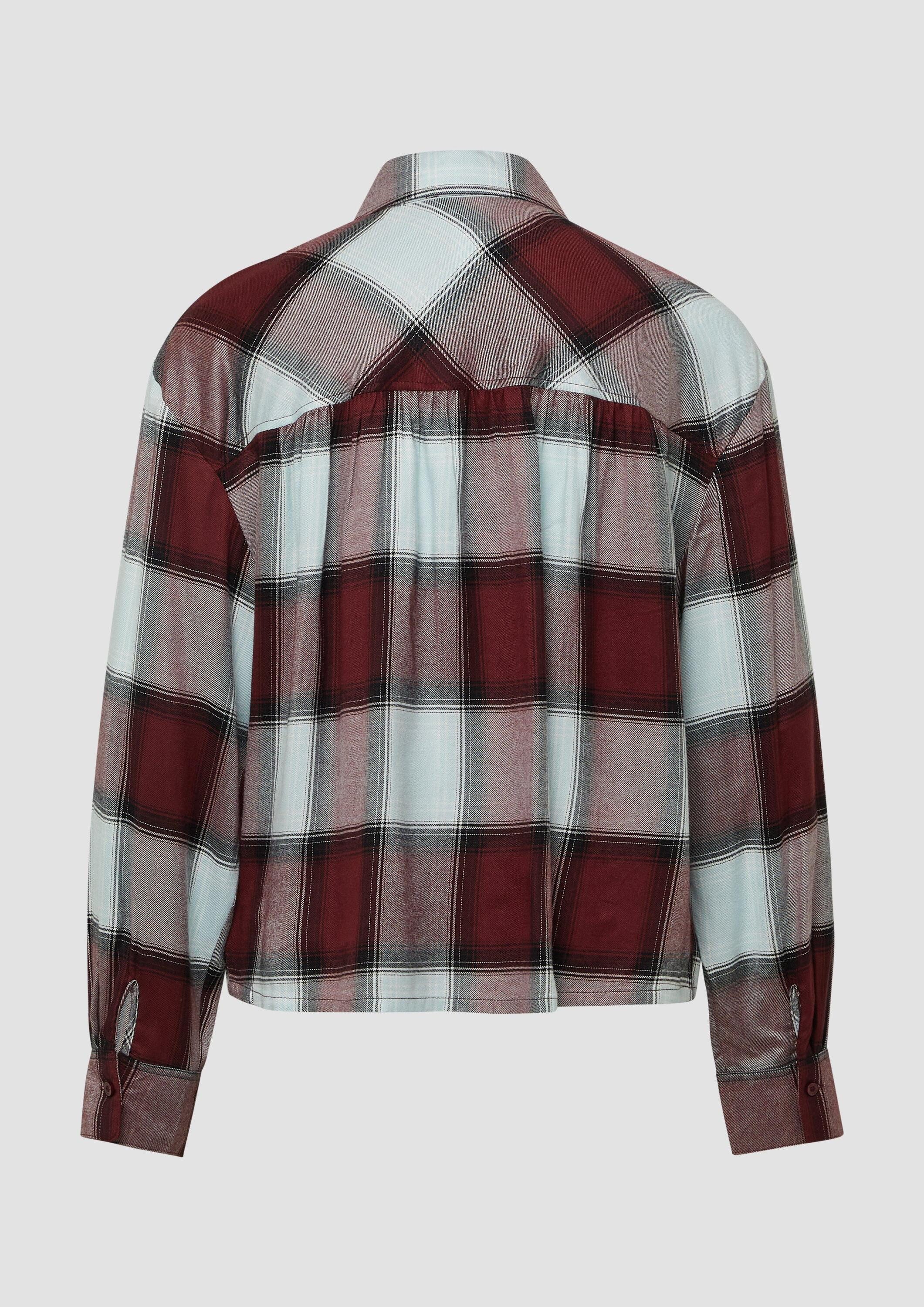 s.Oliver Langarmbluse Bluse Karierte Hemdbluse aus Viskosemix mit Raffung günstig online kaufen