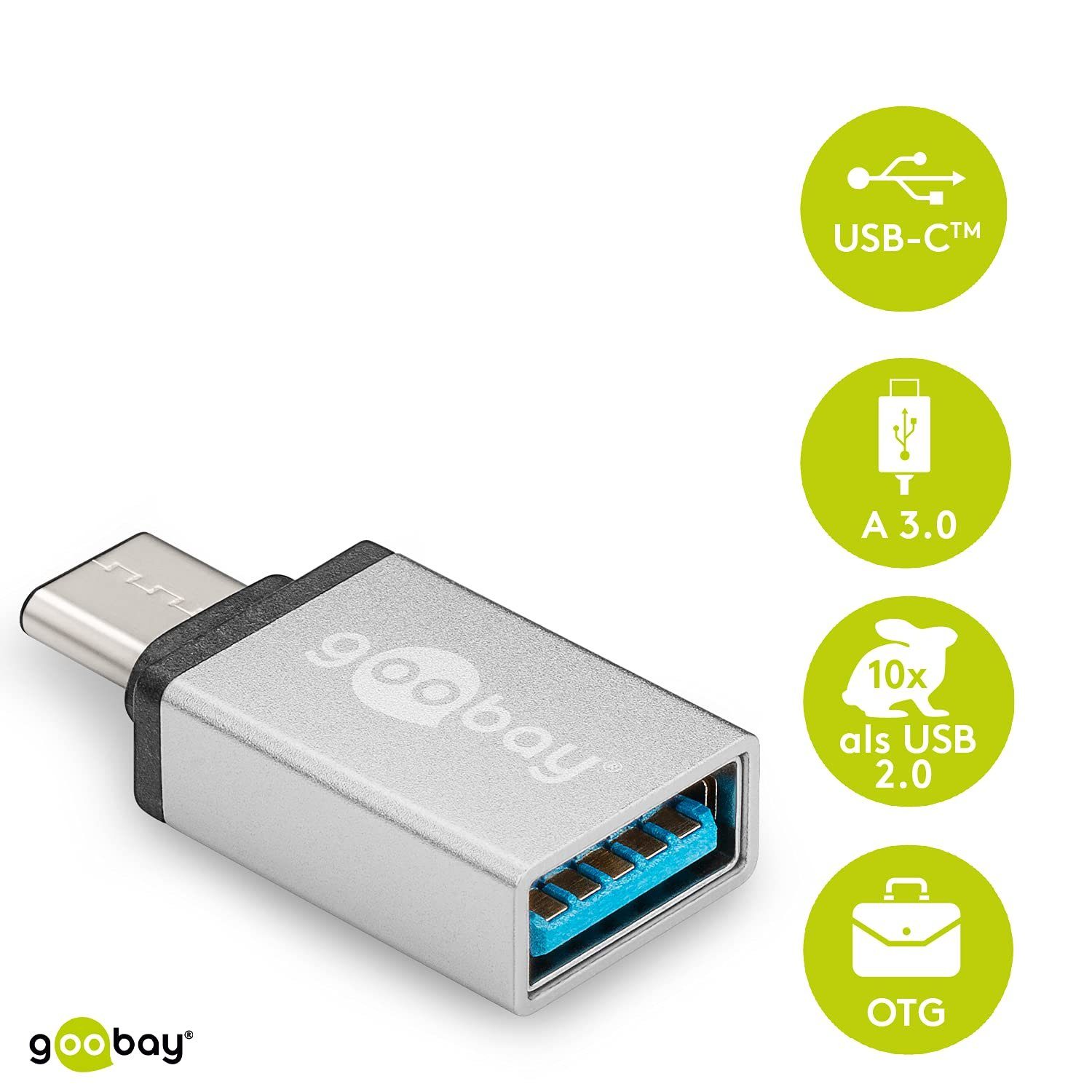 goobay USB-C/USB-A OTG Super Speed-Adapter für den Anschluss von Ladek USB-Kabel