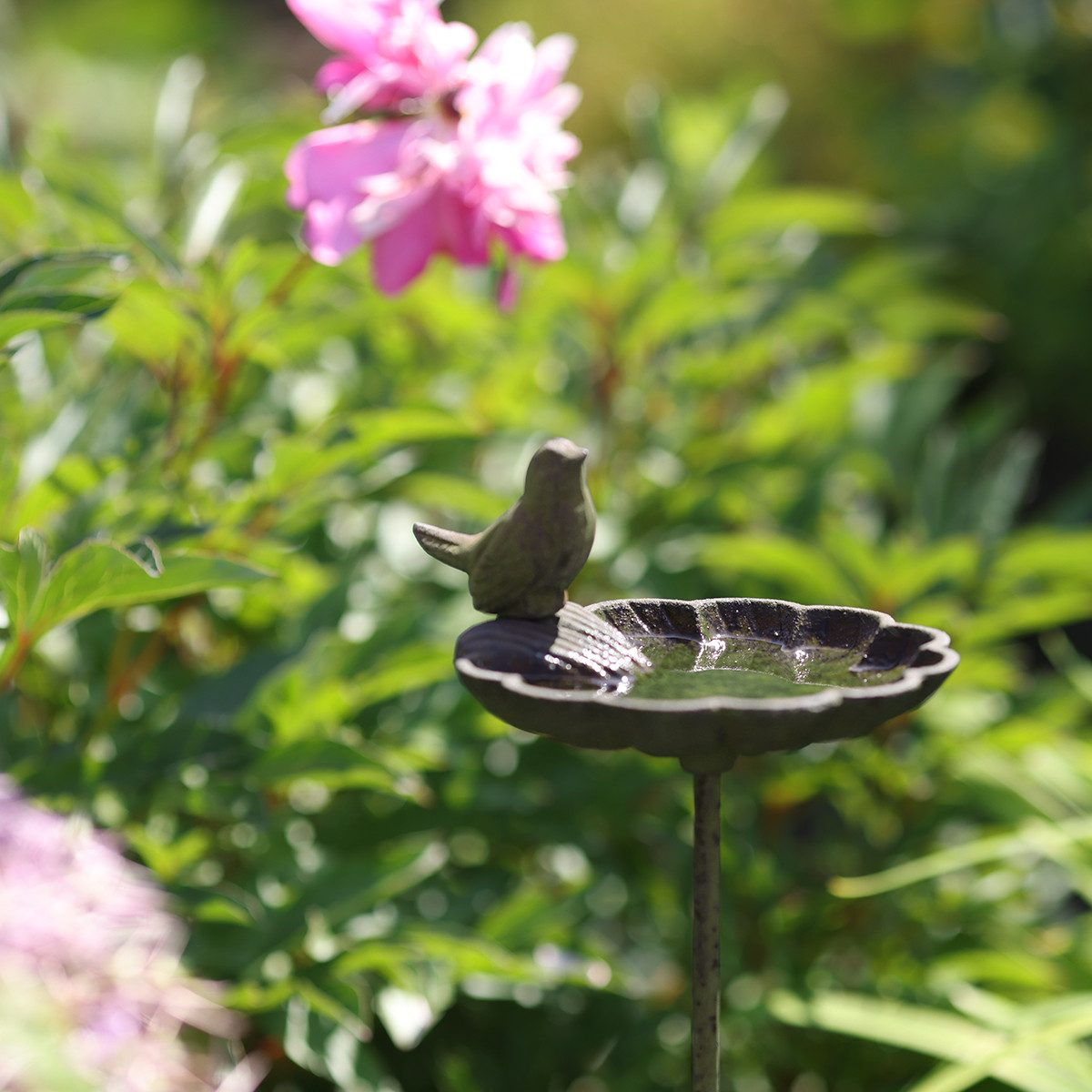Florists Products Nistkasten Deko Vogeltränke Antik Metall Schale Grün Garten 34,5cm