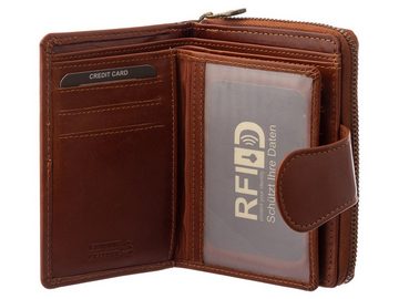 JS Mini Geldbörse JS Riegel-Börse RFID C32200 wallet Geldbörse braun