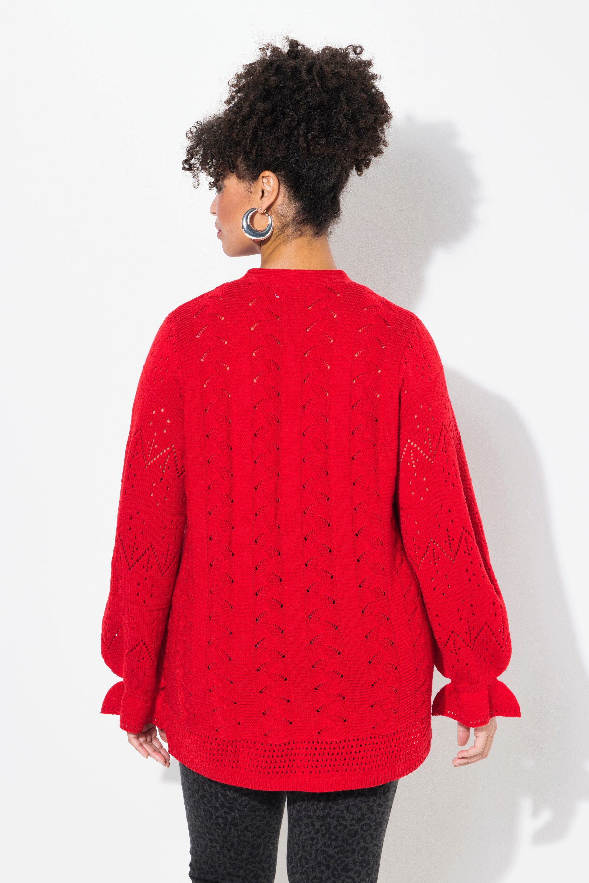 MIAMODA Strickjacke Strickjacke Langarm mit Volant