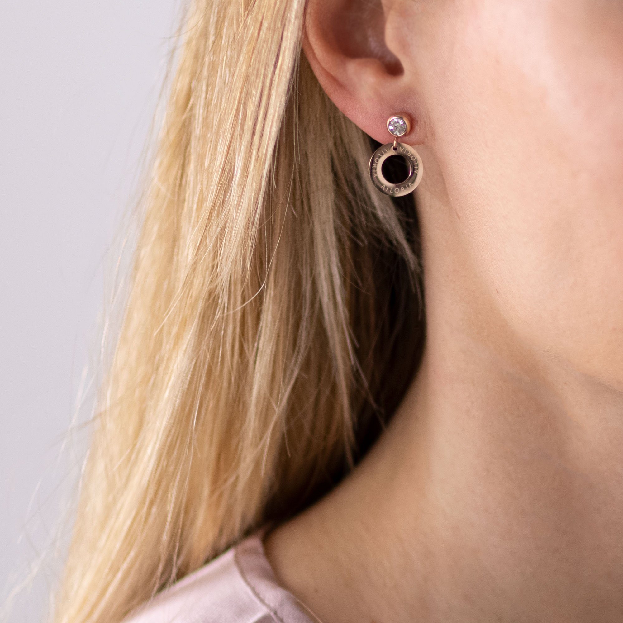 Ohrringe ohrringe, Paar Ohrhänger glänzendem roségoldfarben AGATHE aus Edelstahl AILORIA