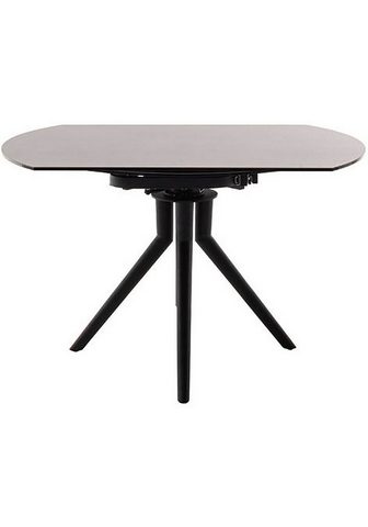 MCA furniture Valgomojo stalas RUBIKON Stalas 90-135 cm (Einzelstück) Keramik metalas Längsseitenauszug išskleidžiamas 13 mm