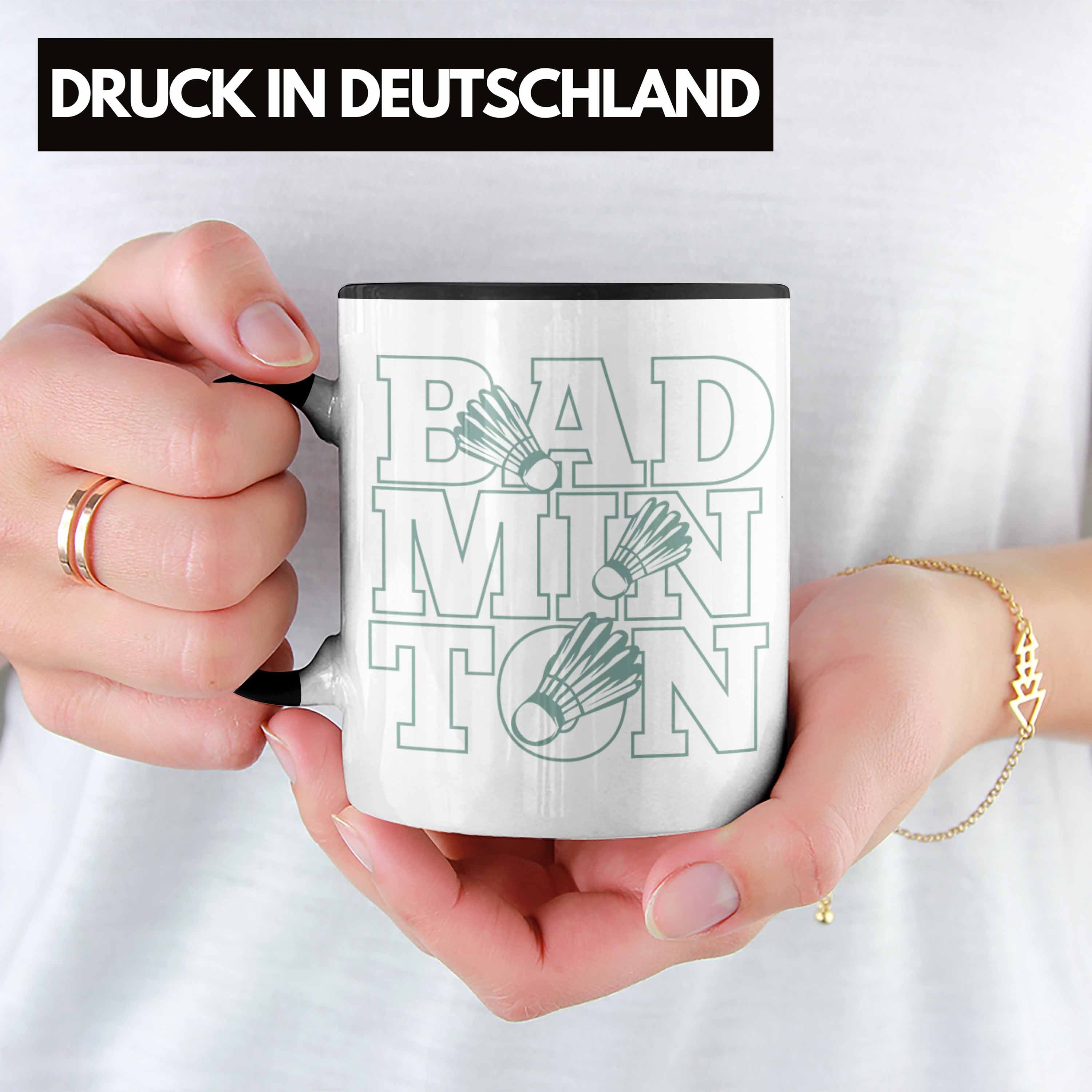 Badminton Trendation Schwarz für Geschenk Tasse Badmintonspieler Lustige Lehre Badminton Tasse